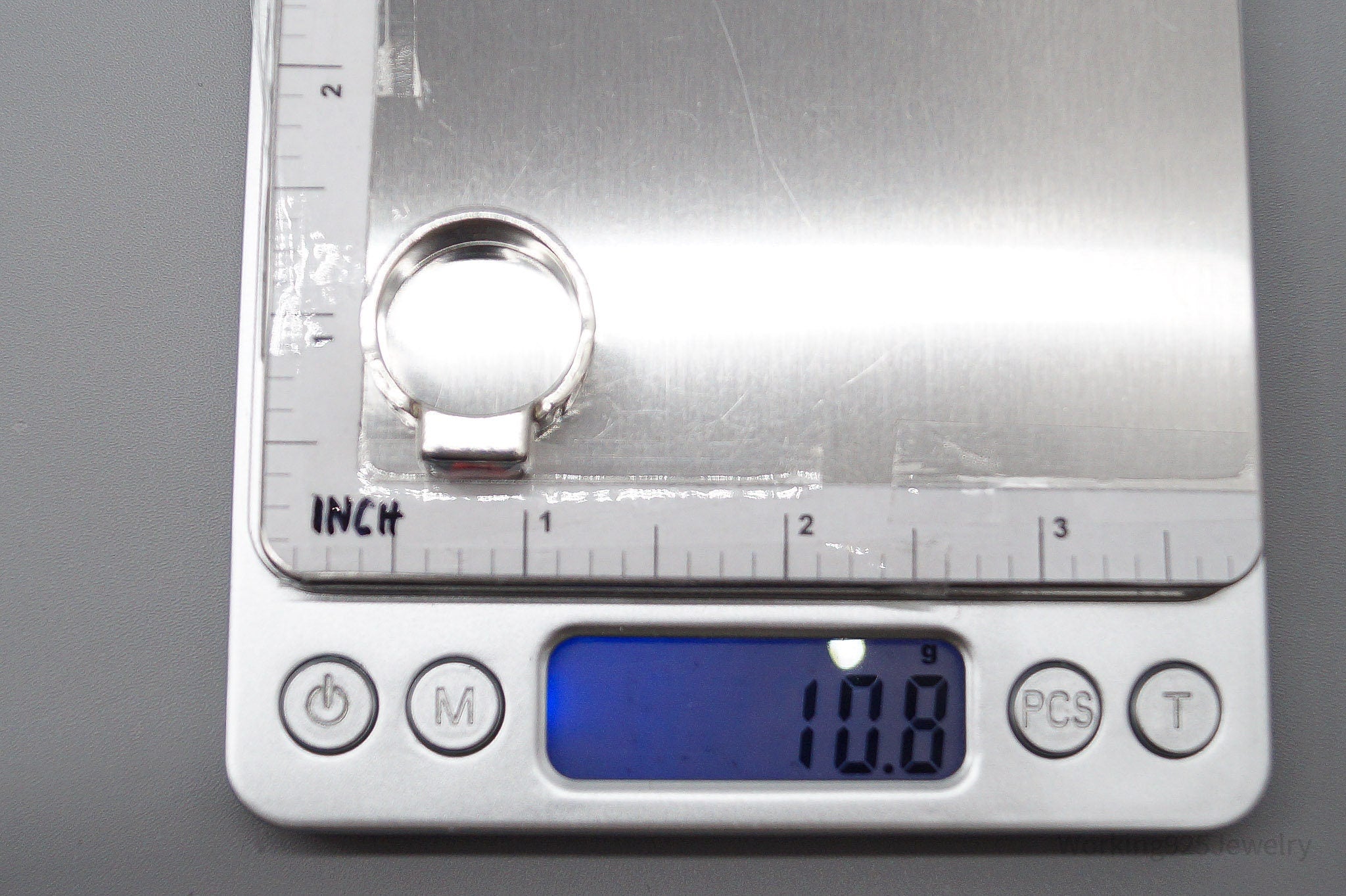 Vintage Garnet Modernist Style Sterling Silver Ring - Size 8.25