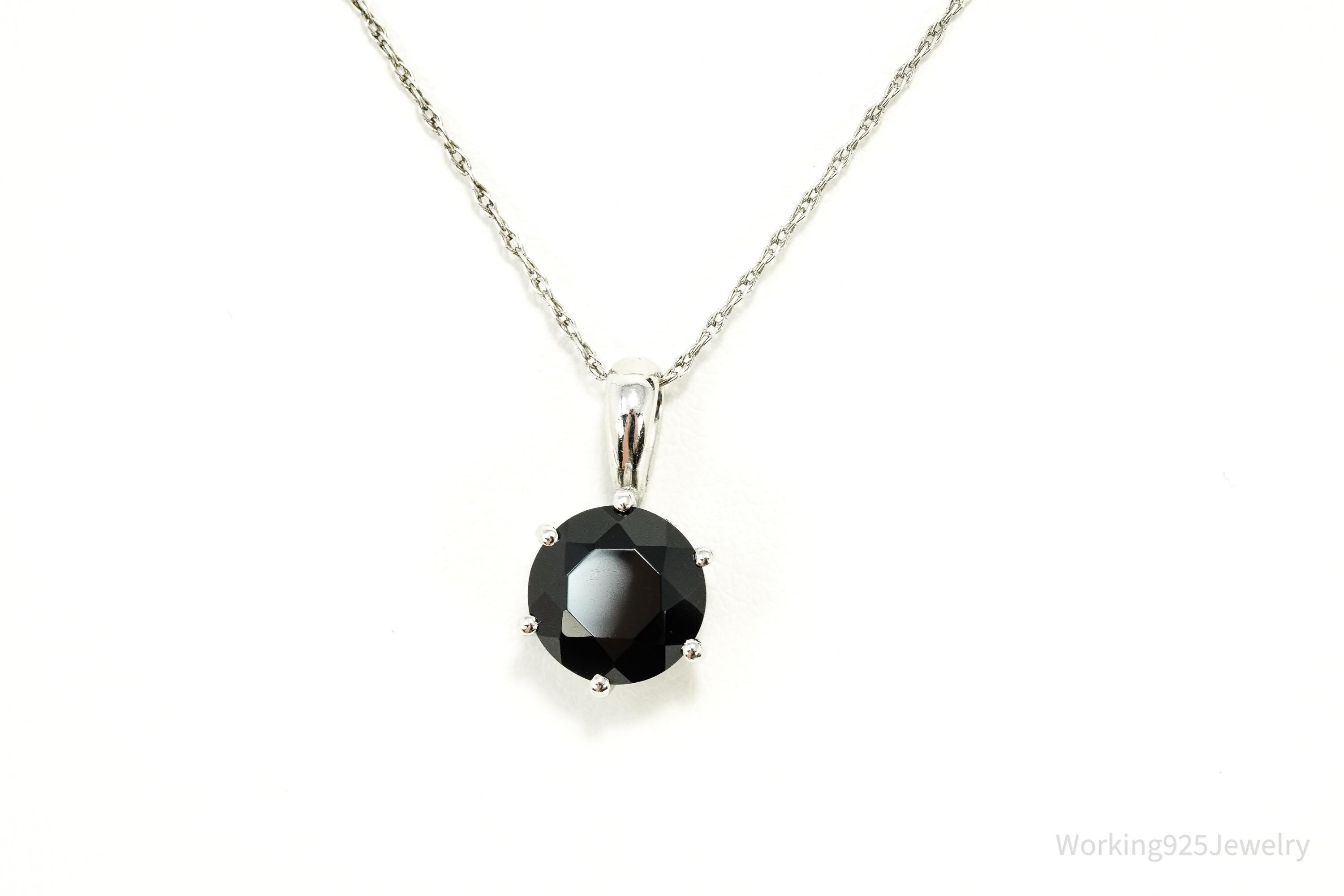 BBJ Black Spinel Rhodium Over Sterling Silver Necklace 17"