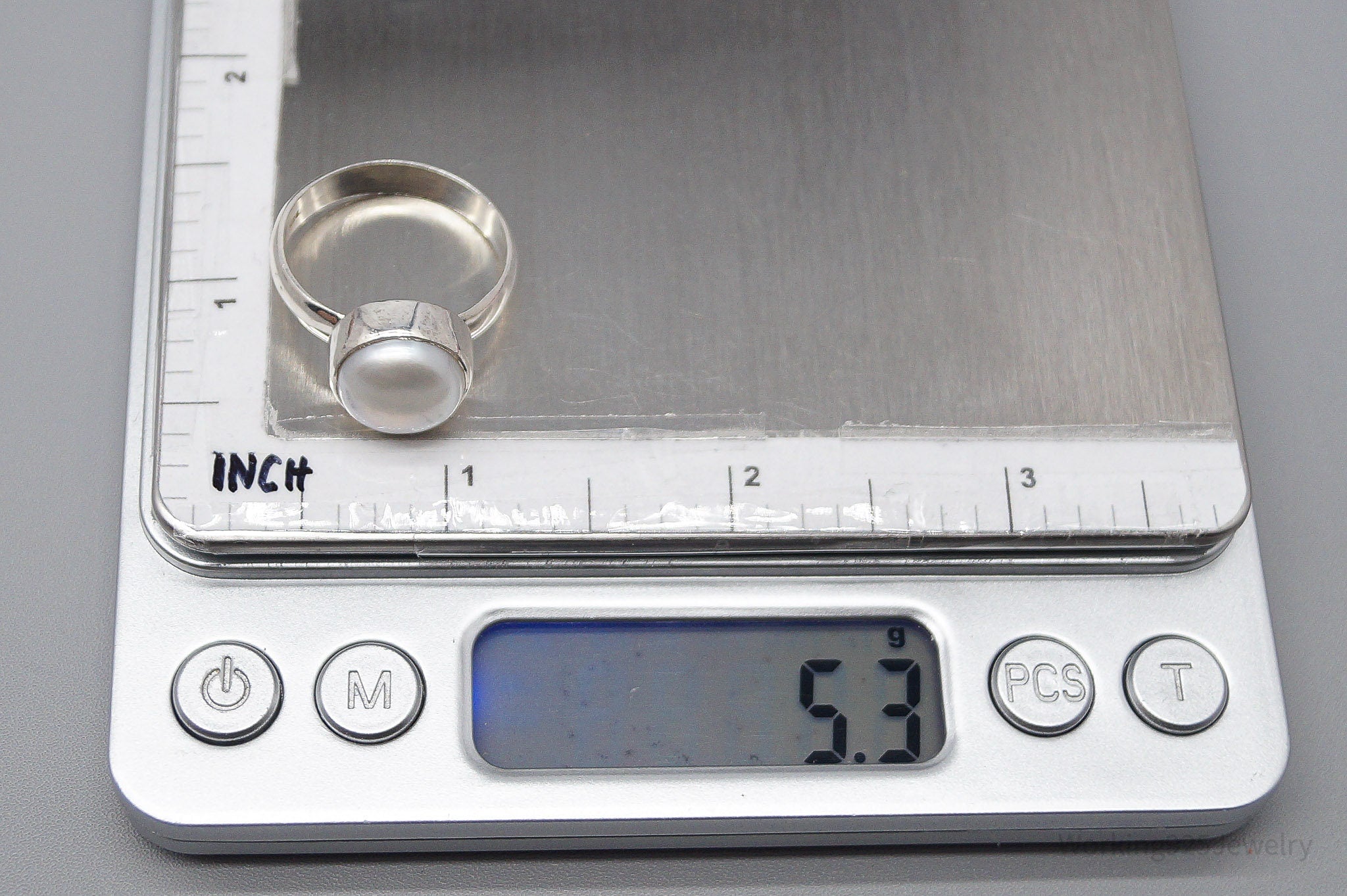 Vintage White Pearl Sterling Silver Ring - Size 10