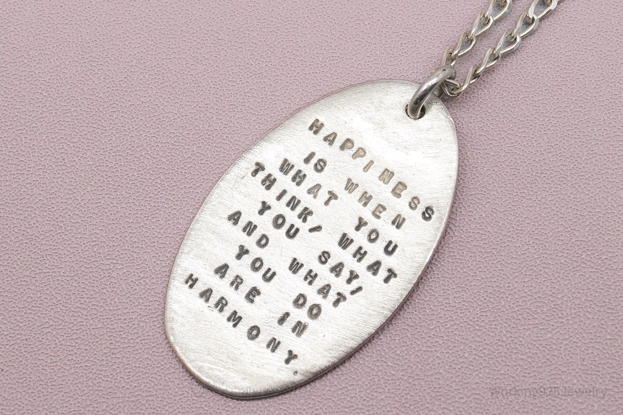 Kathy Bransfield Gandhi Quote Sterling Silver Necklace 18"
