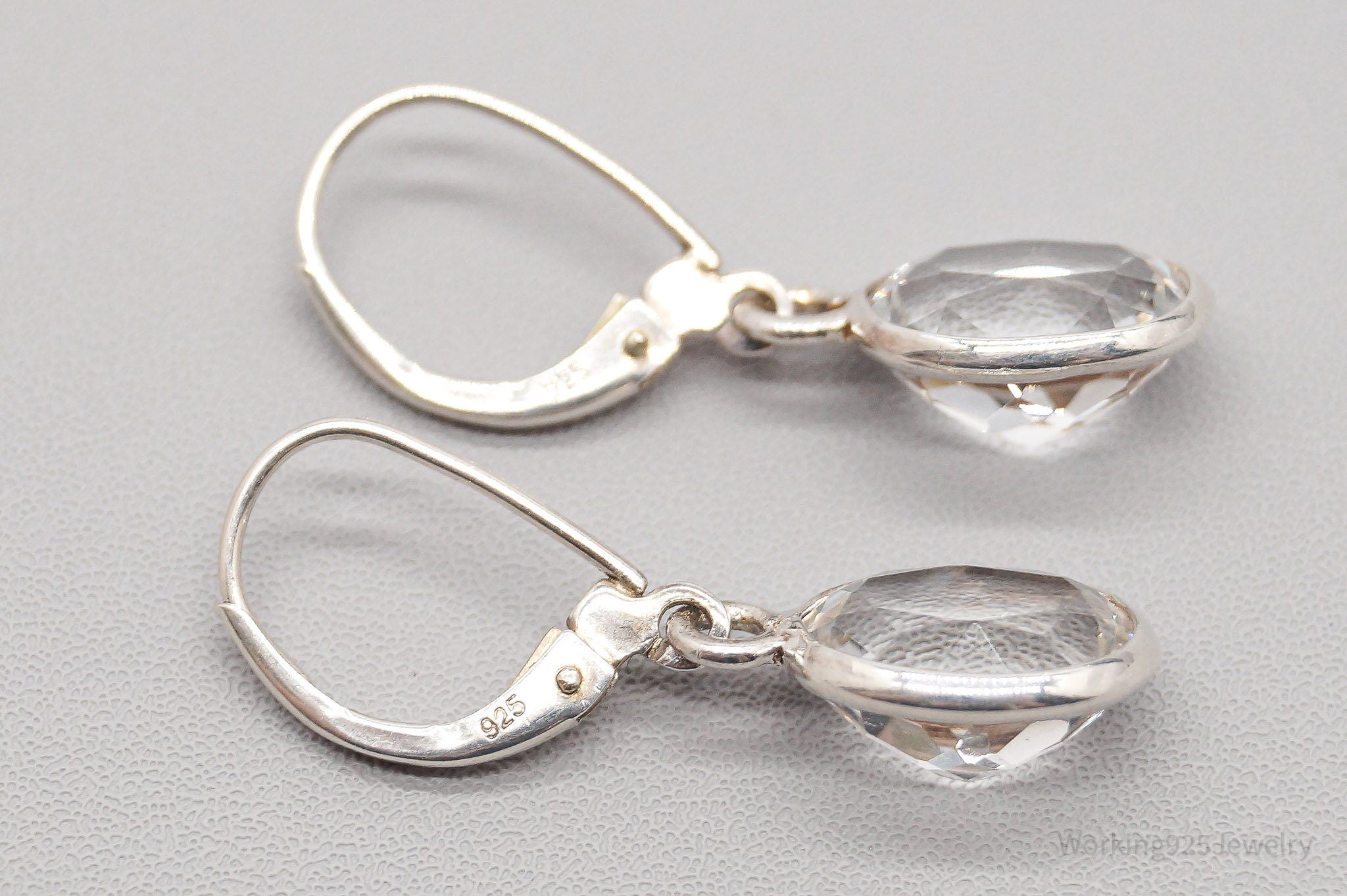 Vintage White Topaz Sterling Silver Earrings