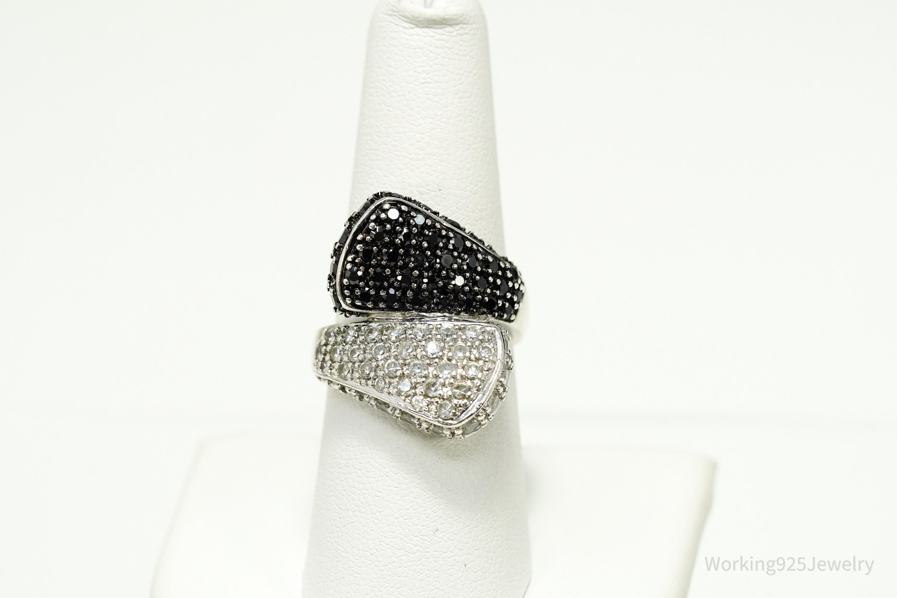 VTG Ross Simons Cubic Zirconia Black Spinel Sterling Silver Ring Size 7.75