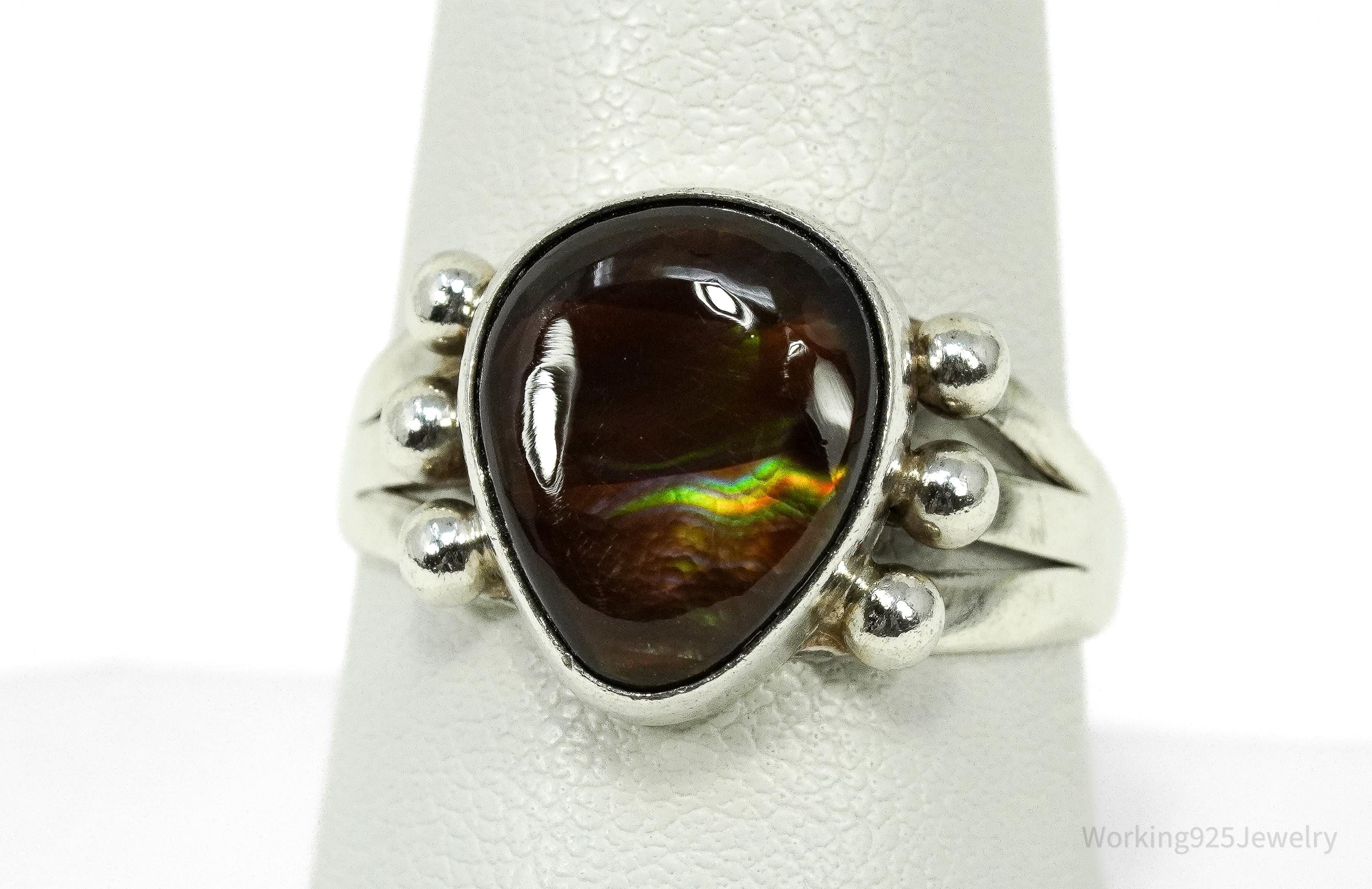 Vintage Mexico Fire Agate Sterling Silver Ring - Size 9