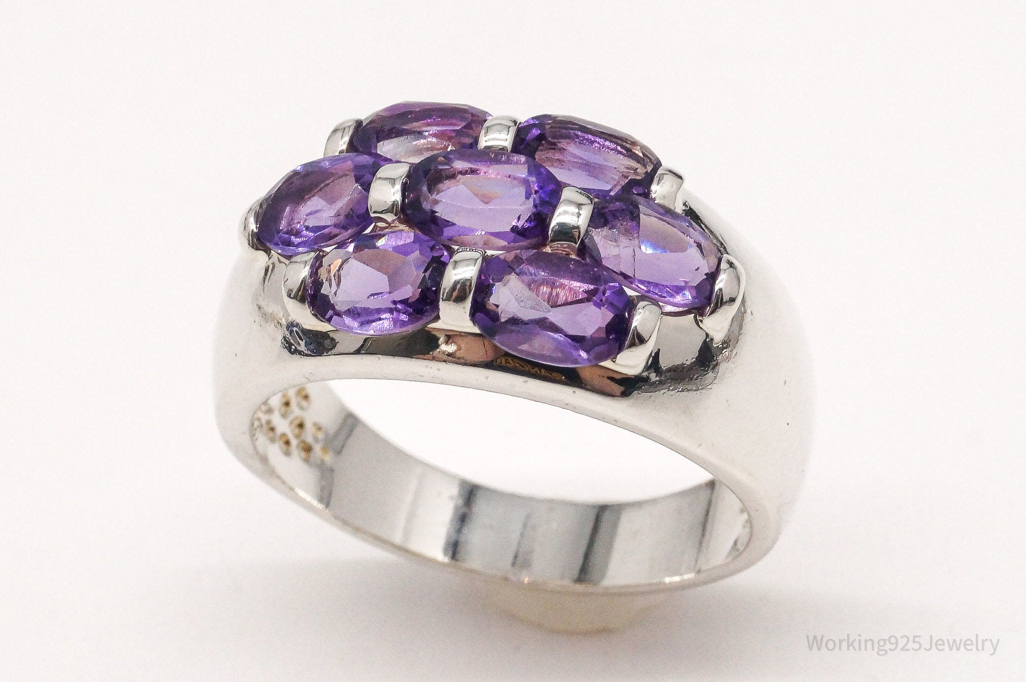 Vintage Amethyst Sterling Silver Ring - Size 9.75