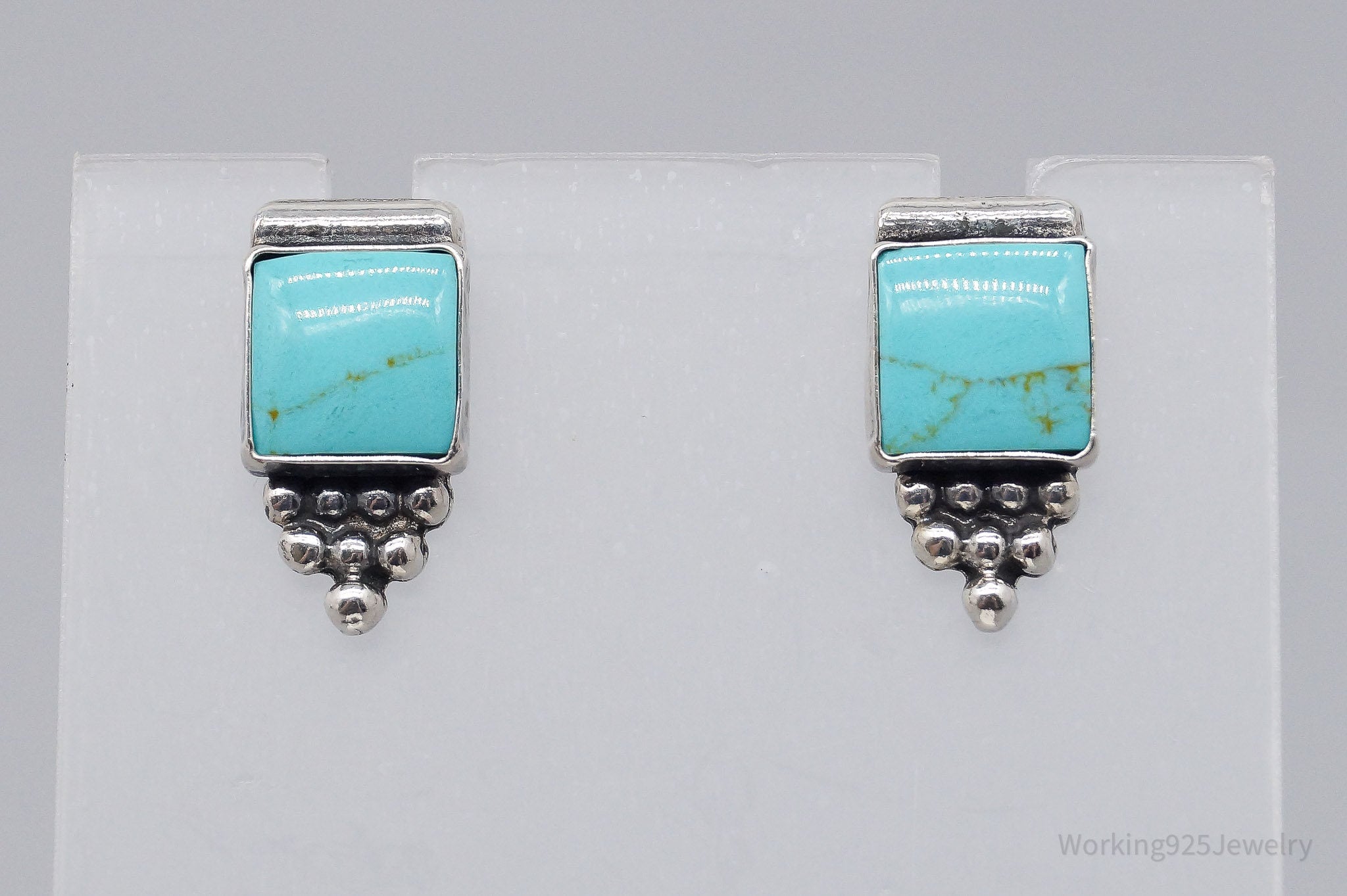 Vintage Blue Turquoise Sterling Silver Earrings