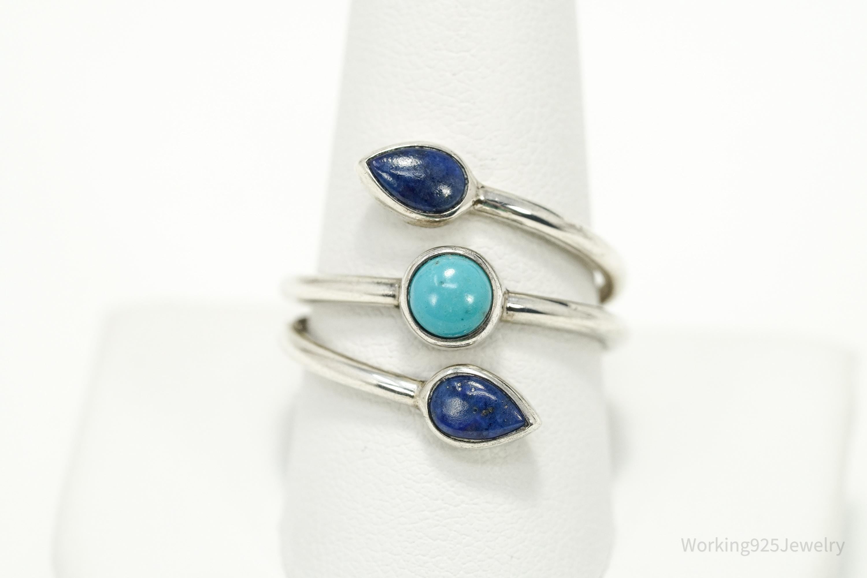 Vintage Whitney Kelly WK Wrap Ring Lapis Lazuli Turquoise Sterling Silver 10.25
