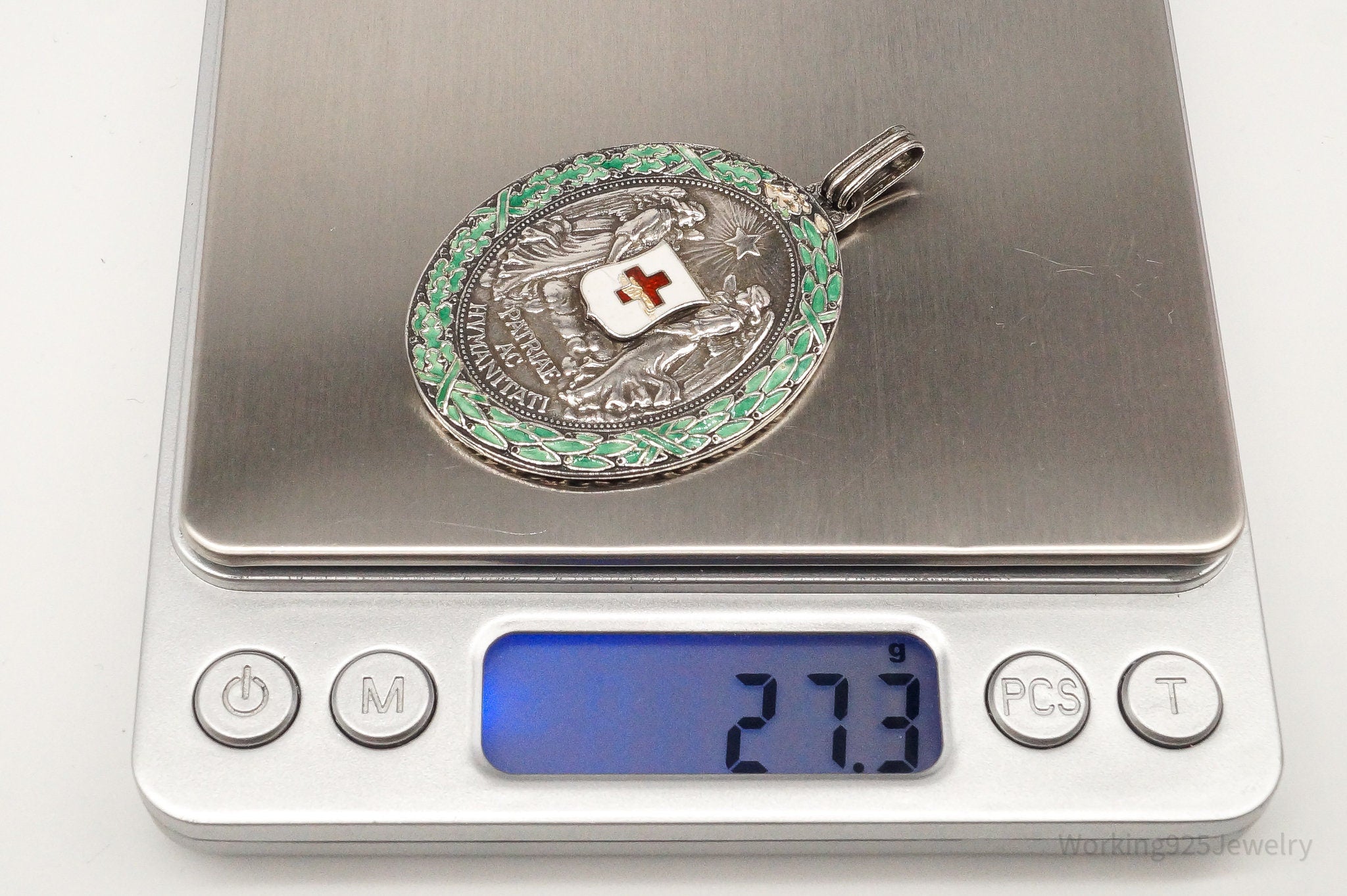 Antique WWI Enameled Silver Patriae Humanitati Merit