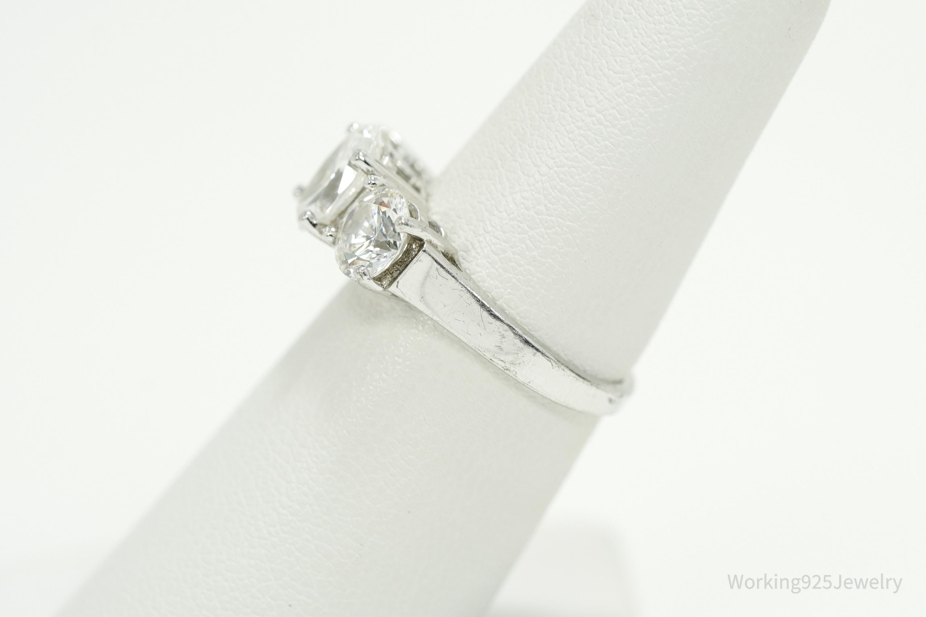 Vintage Cubic Zirconia Sterling Silver Ring - Size 6