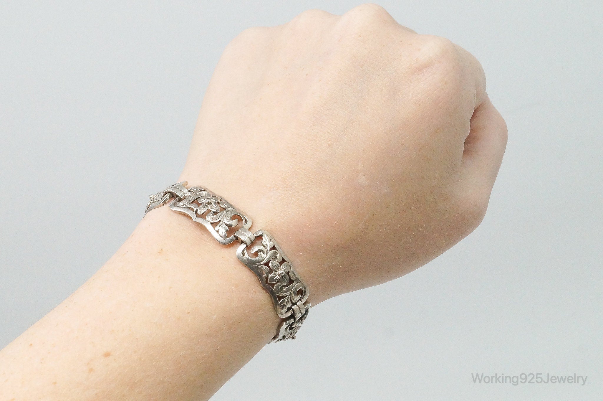 Vintage Art Nouveau 835 Silver Link Bracelet