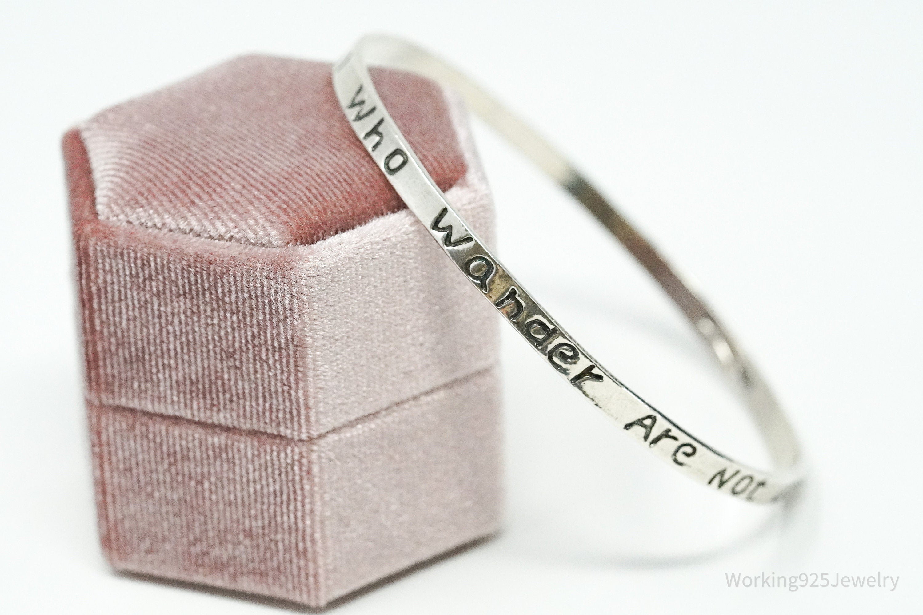 Vintage Didae "All Who Wander Are Not Lost" Sterling Silver Bracelet 7 5/8"