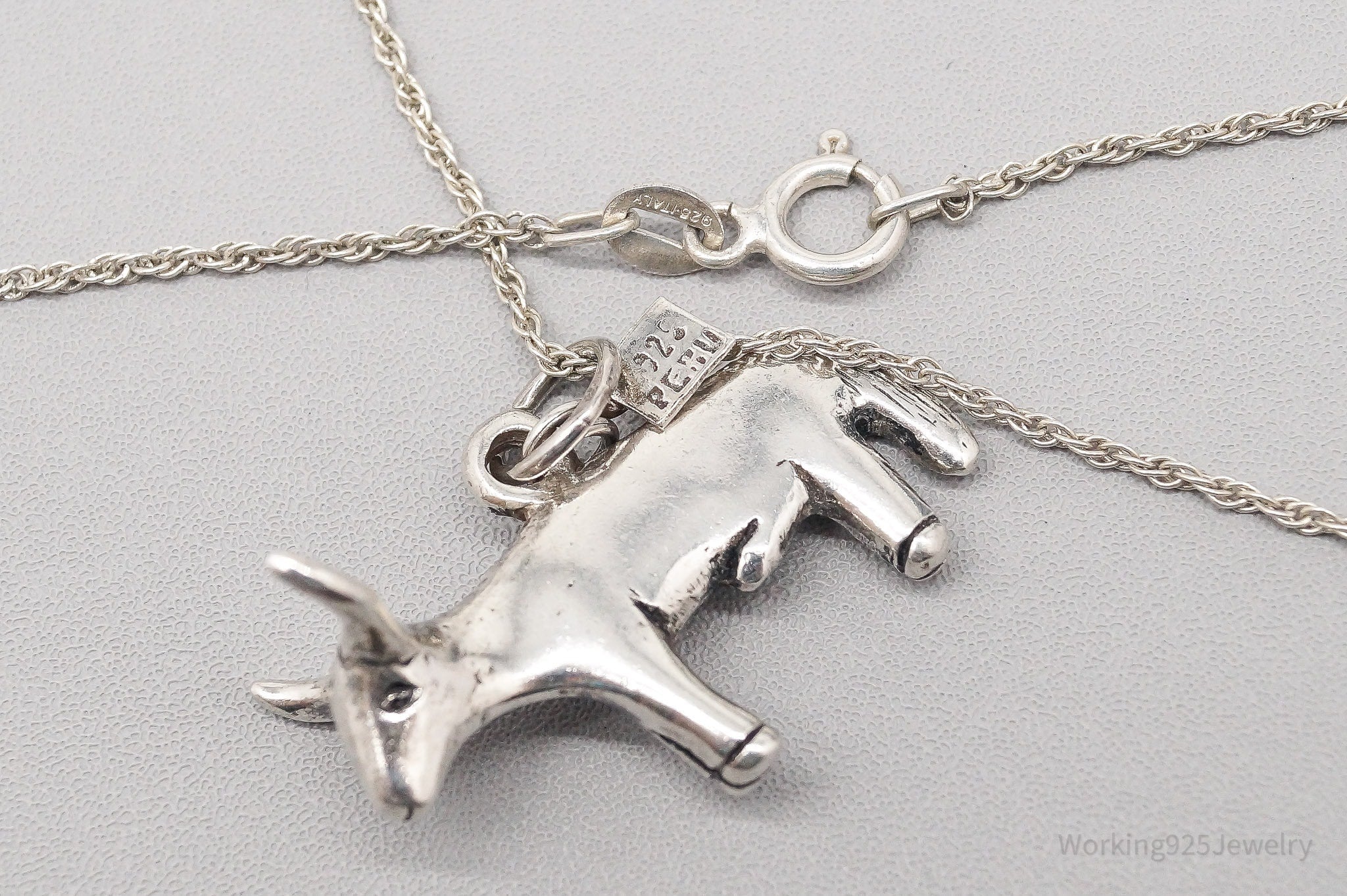 Vintage Peru Cattle Sterling Silver Necklace 20"