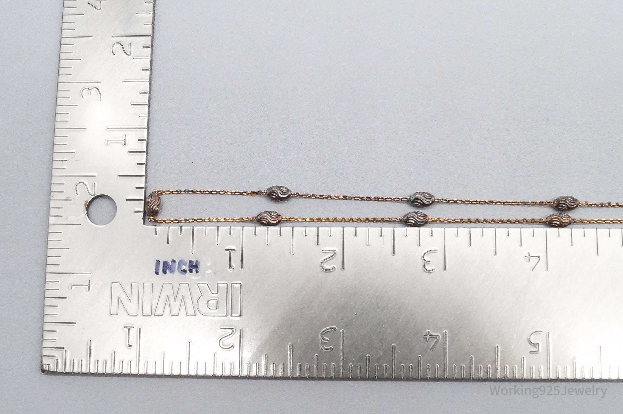 Vintage Italian Long Gold Vermeil Sterling Silver Necklace 36"