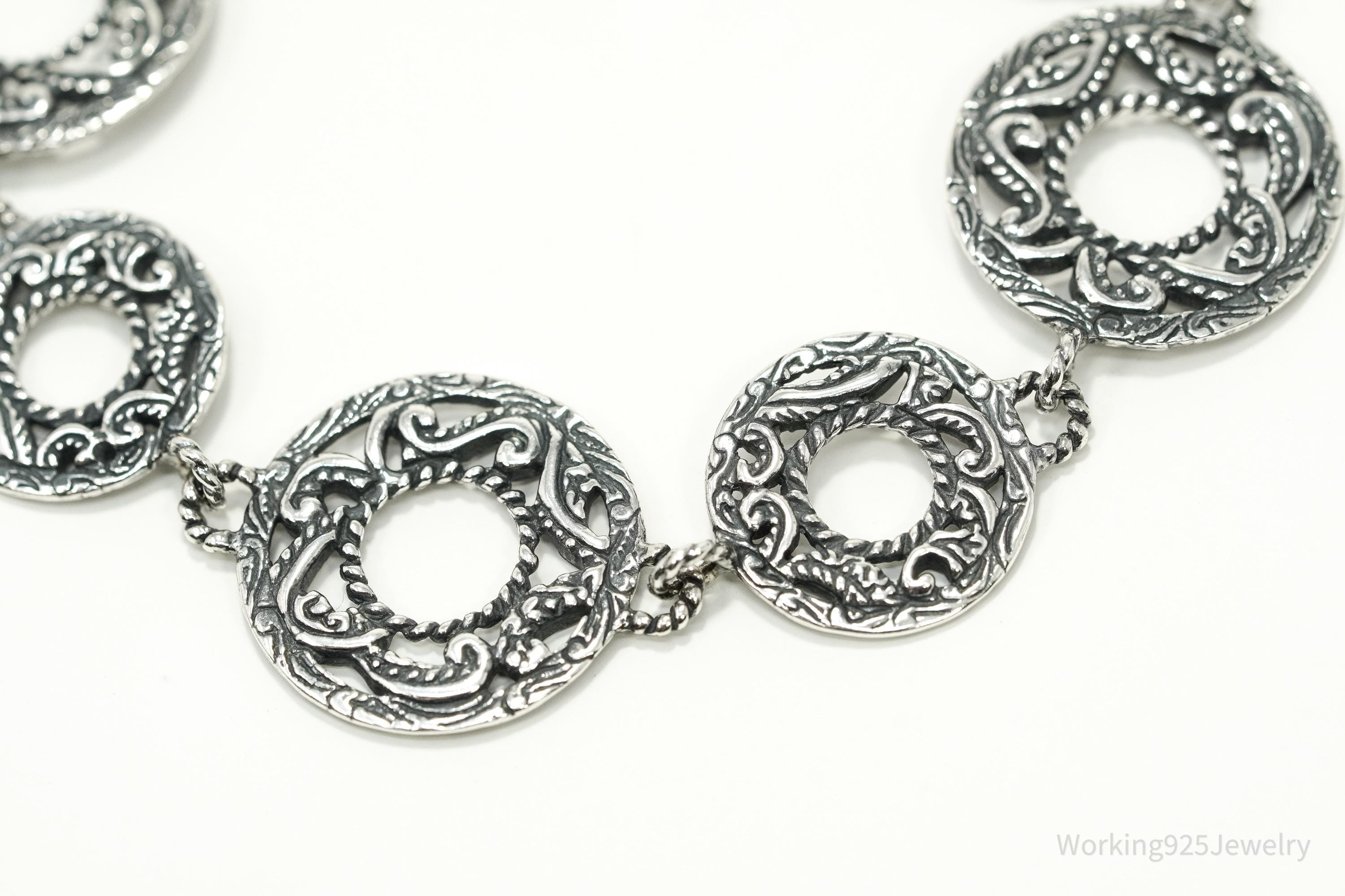 Vintage Native Carolyn Pollack Relios Sterling Silver Bracelet 8 7/8"