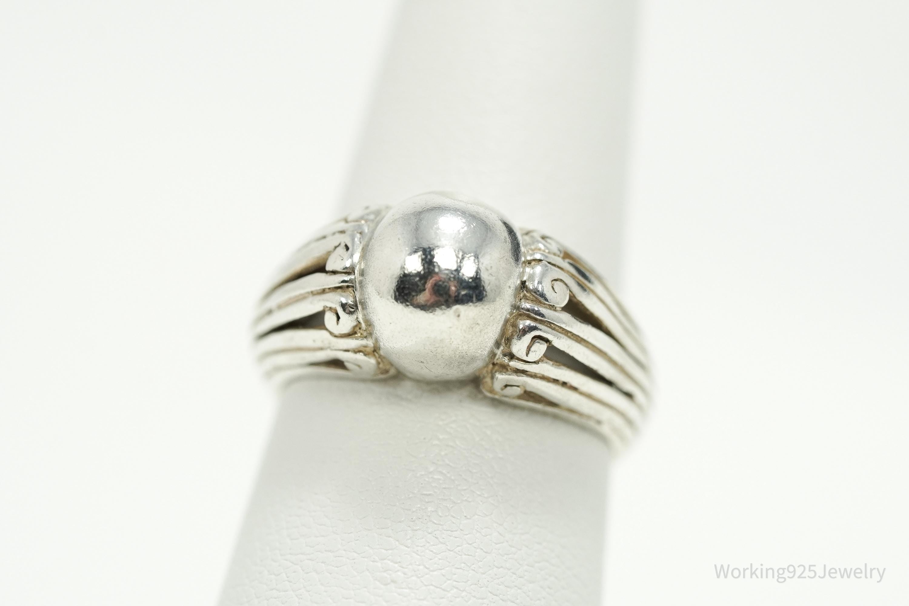 Vintage Art Deco Style Sterling Silver Ring - Size 6.25