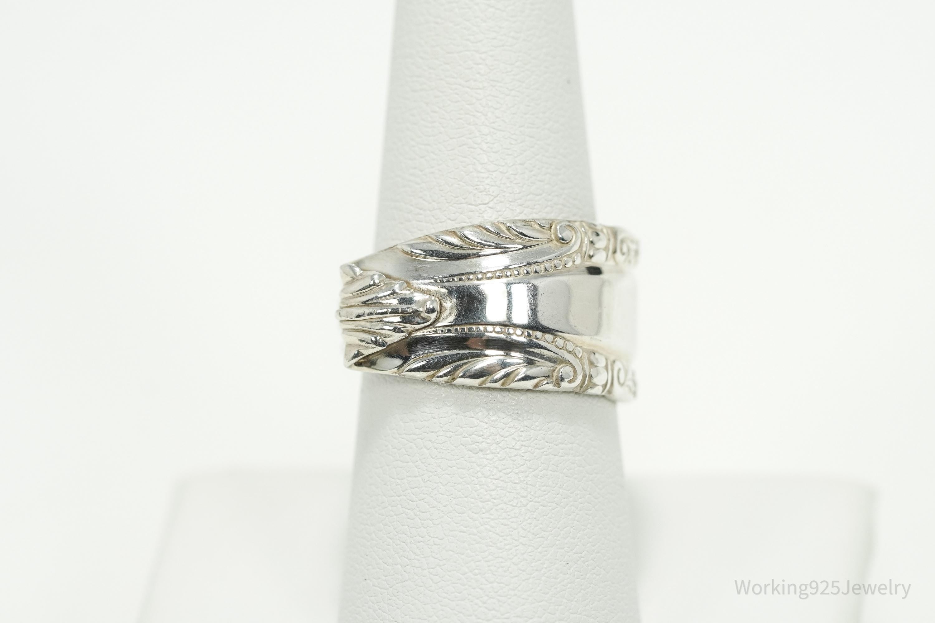 Antique Art Deco Sterling Silver Spoon Ring - Size 8