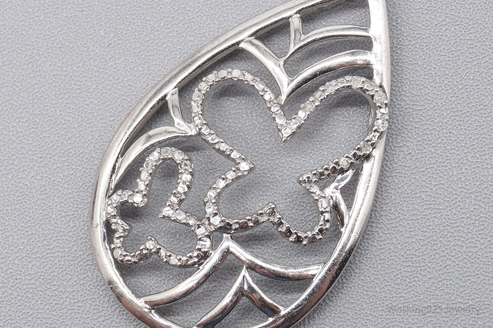 Vintage Diamond Butterflies Sterling Silver Necklace 20"