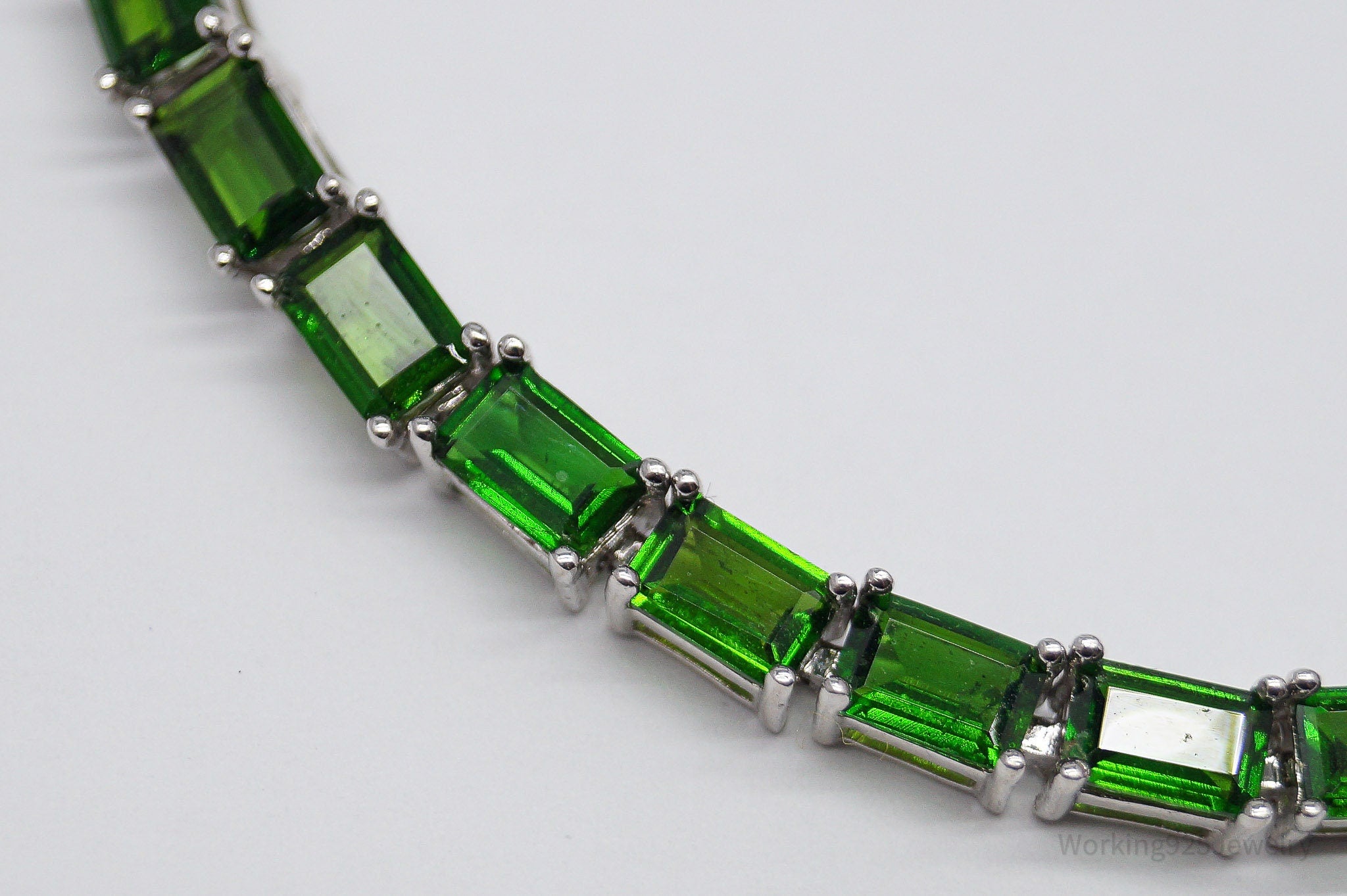JTVs JZ Lab Emerald Sterling Silver Tennis Bracelet 8 3/16"