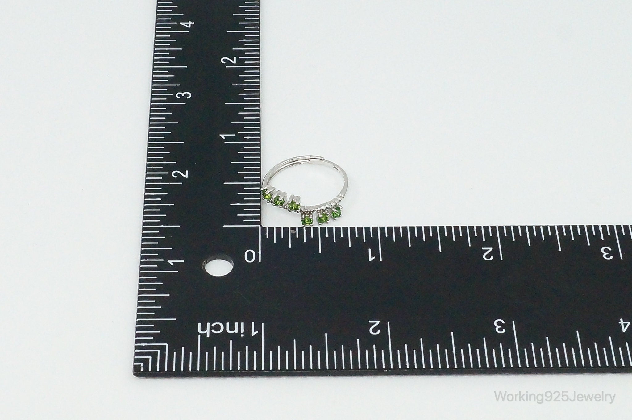 Vintage Peridot Sterling Silver Ring - Size 6 Adjustable