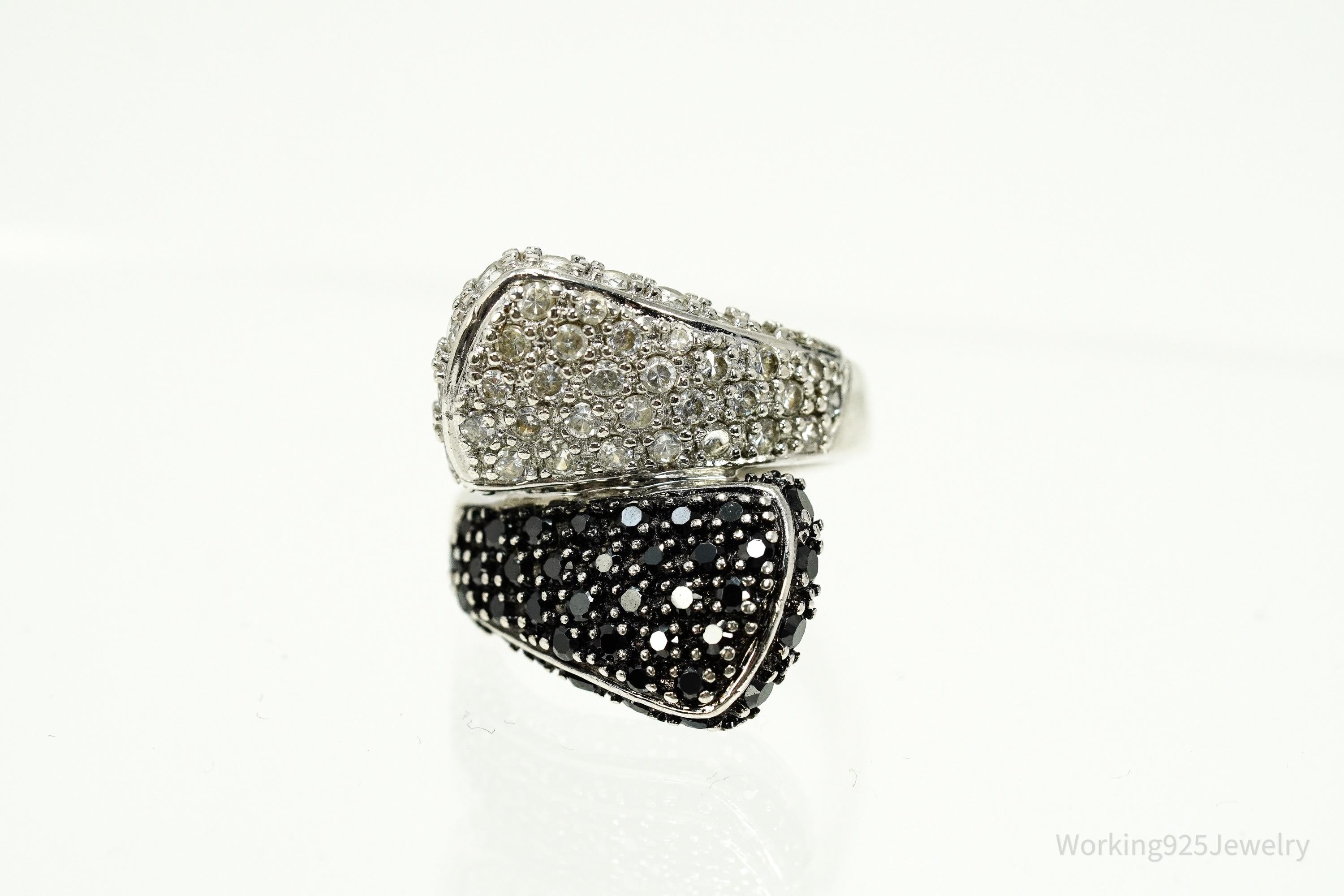 VTG Ross Simons Cubic Zirconia Black Spinel Sterling Silver Ring Size 7.75