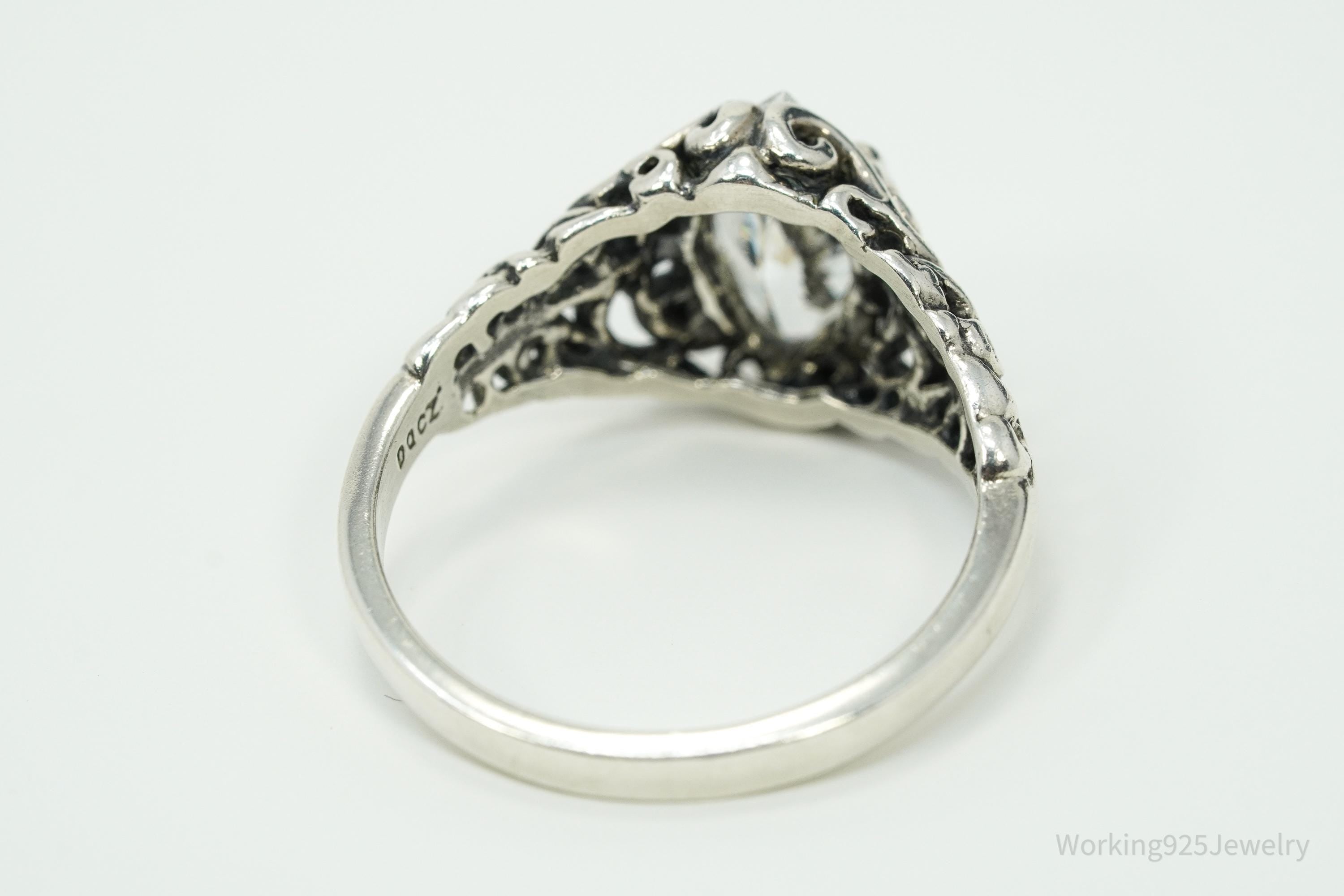 Vintage KABANA Diamonique Cubic Zirconia Sterling Silver Ring - Size 10.25