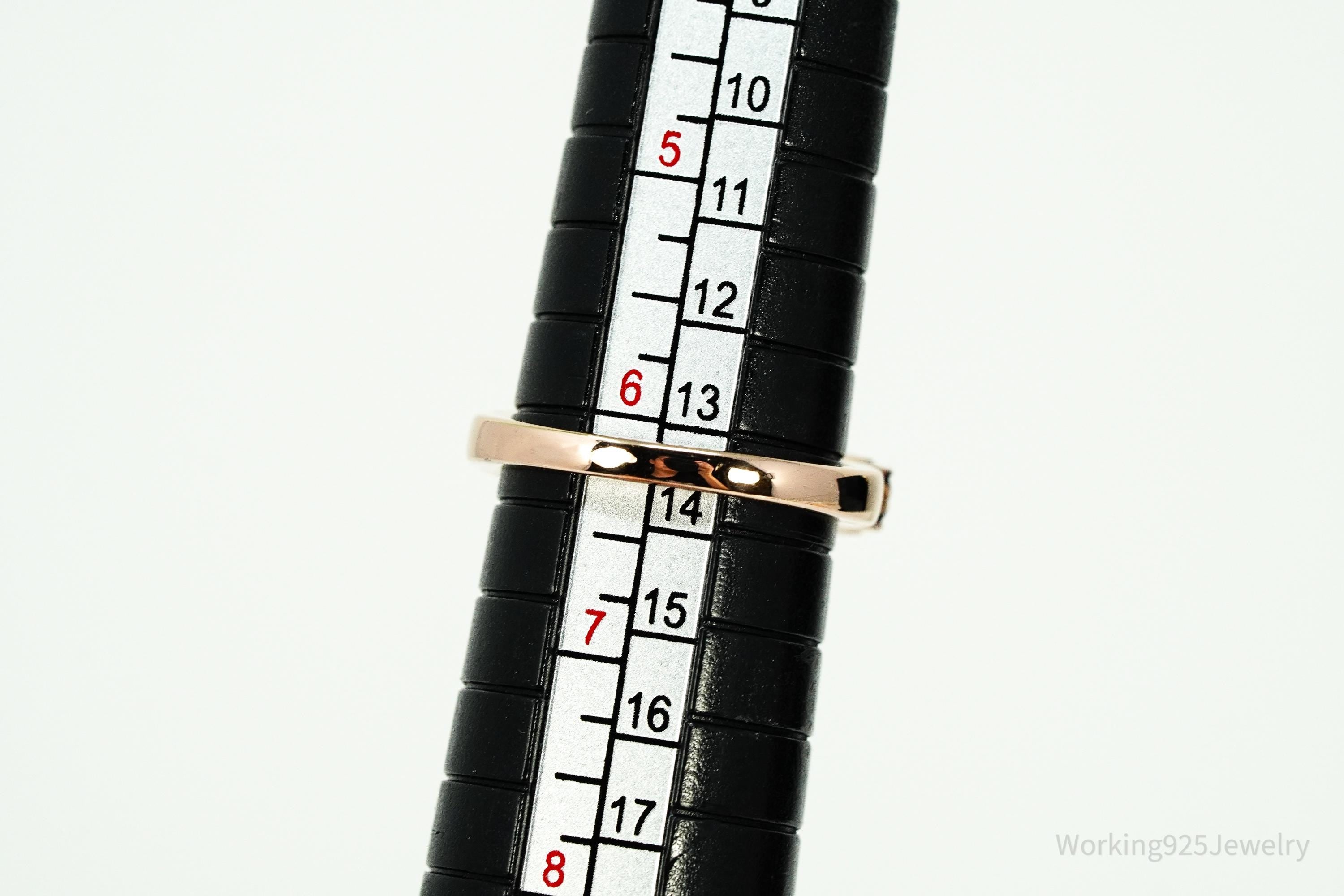 Vintage Cubic Zirconia Rose Gold Vermeil Sterling Silver Ring - Size 6.25