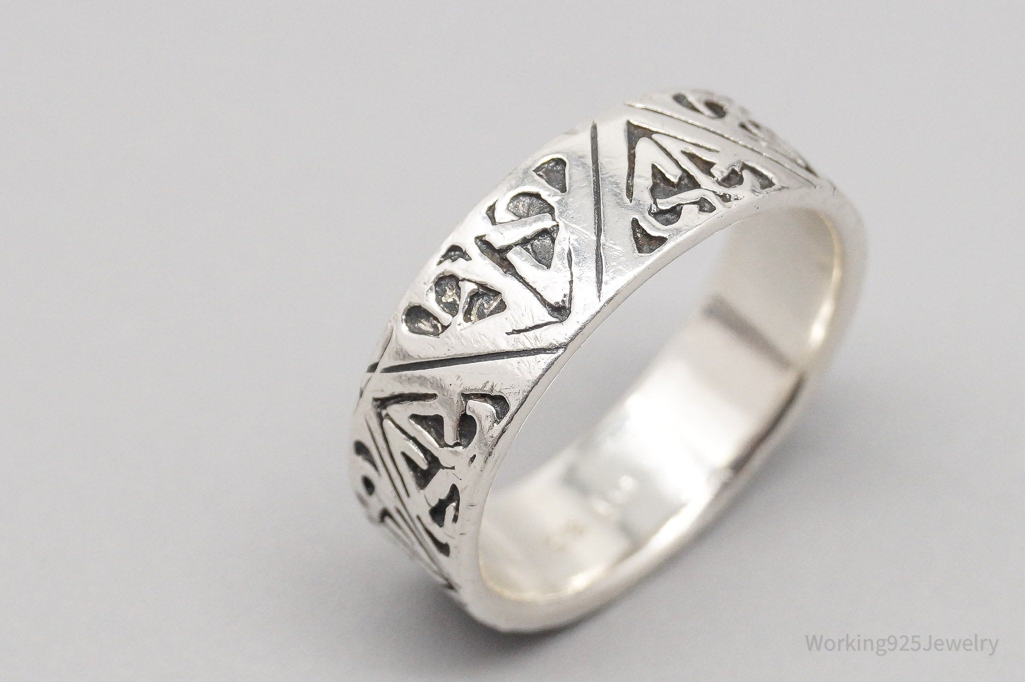 Vintage Celtic Knots Sterling Silver Band Ring - Size 13