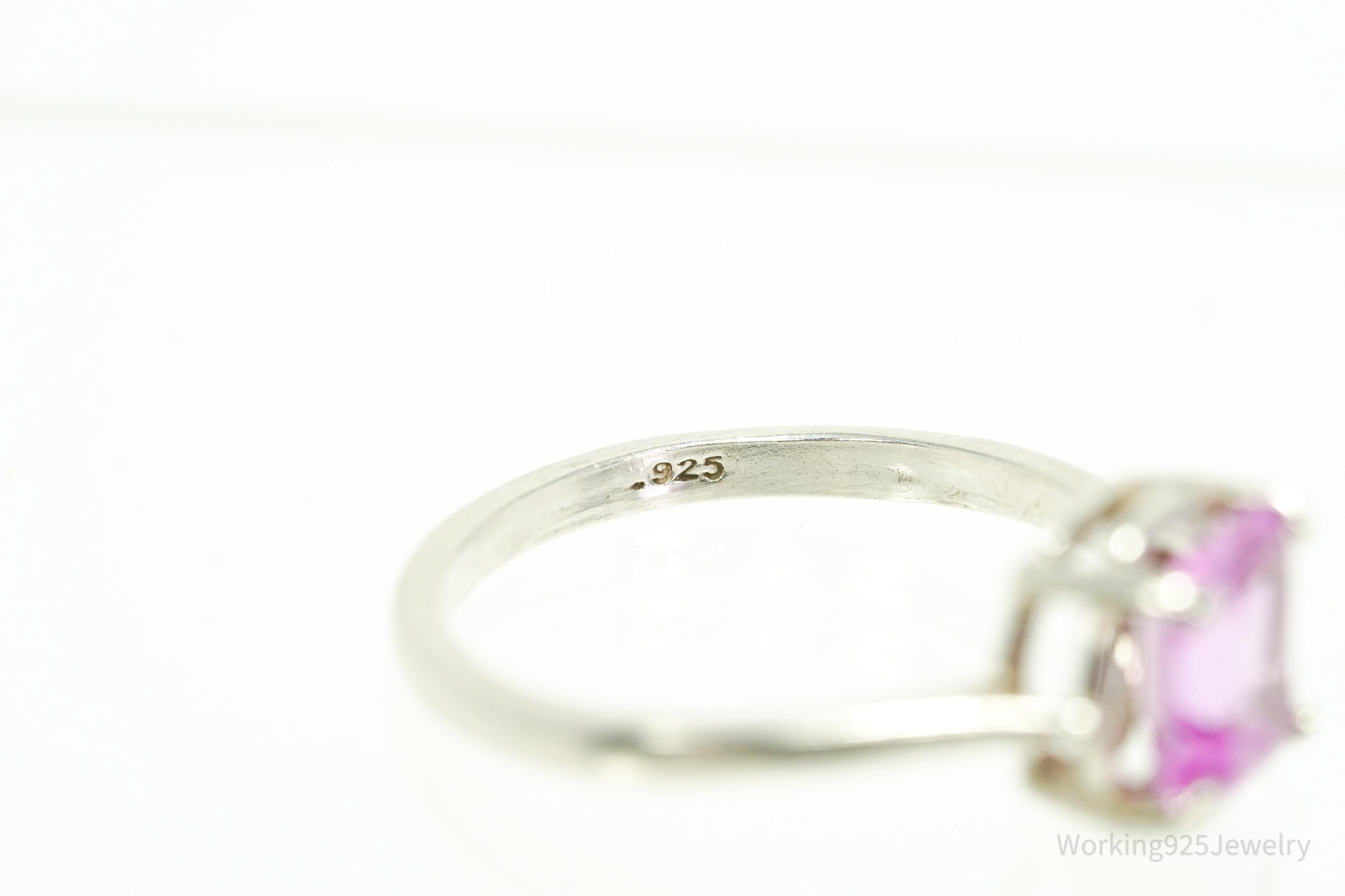 Vintage Pink Sapphire Sterling Silver Ring - Size 8
