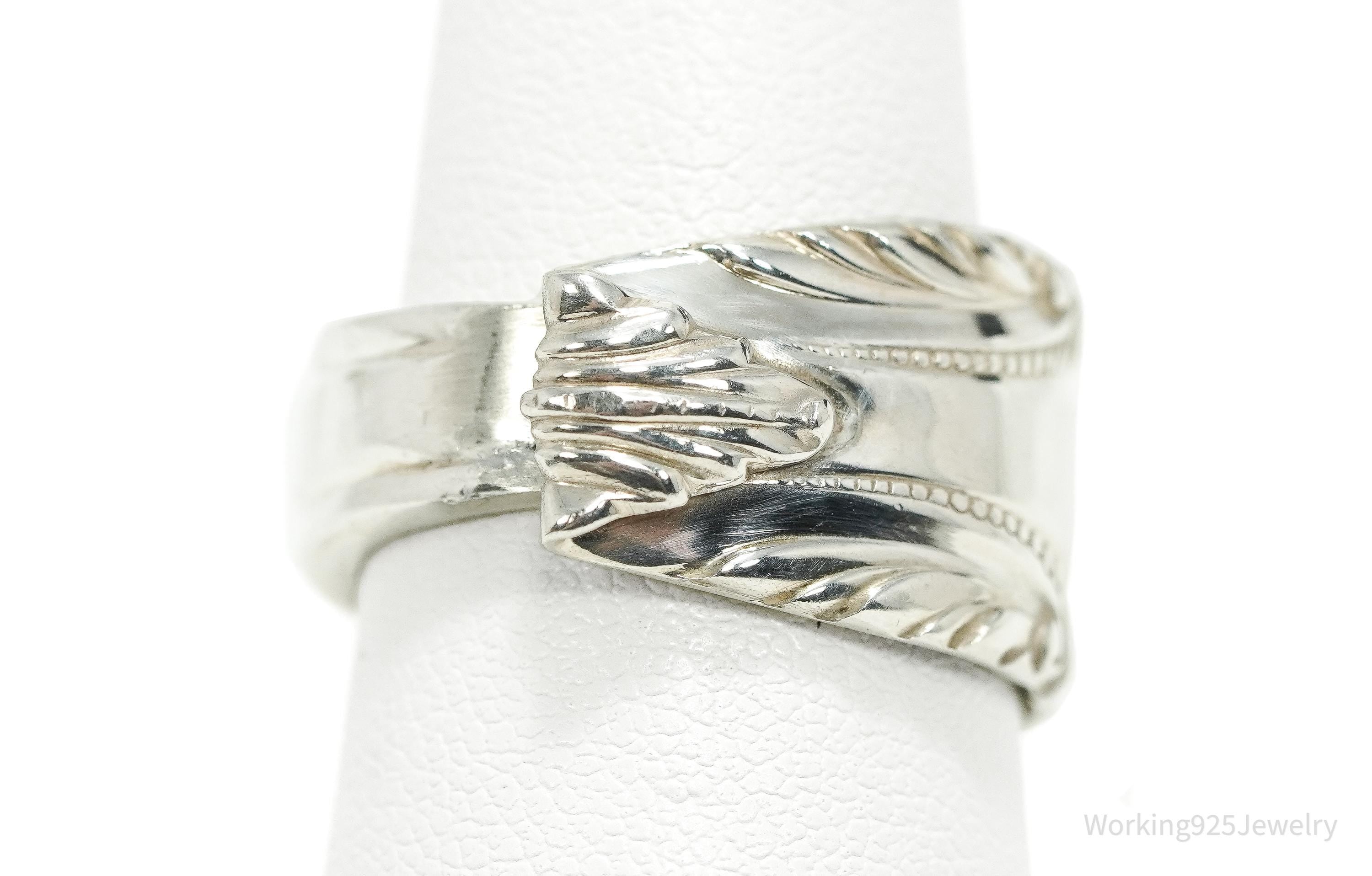 Antique Art Deco Sterling Silver Spoon Ring - Size 8