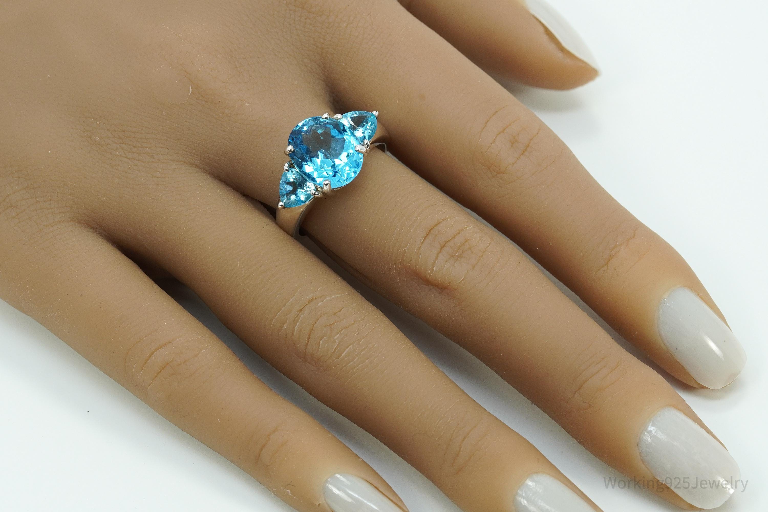 Vintage CNA Blue Topaz Sterling Silver Ring - Size 8.75