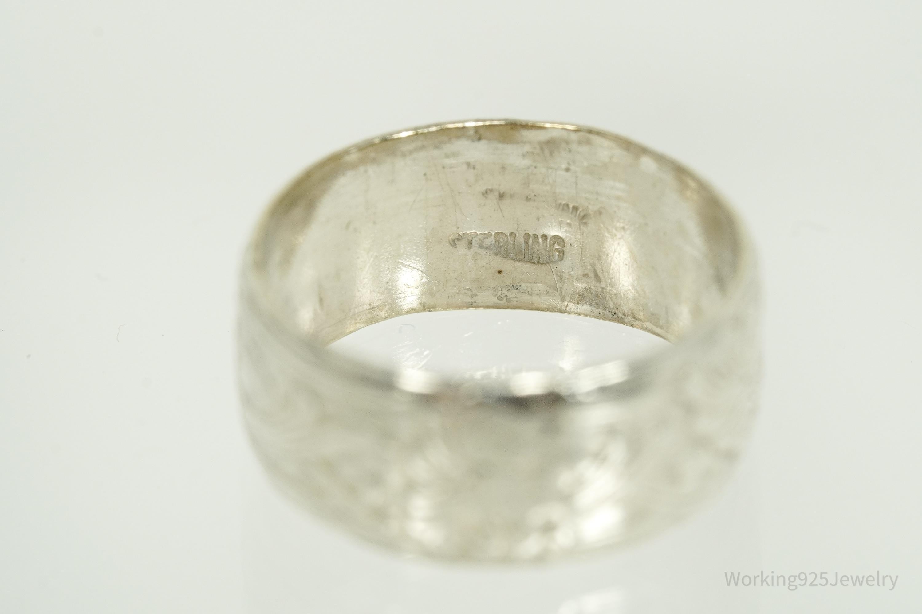 Antique Art Nouveau Style Sterling Silver Band Ring - Size 5.75