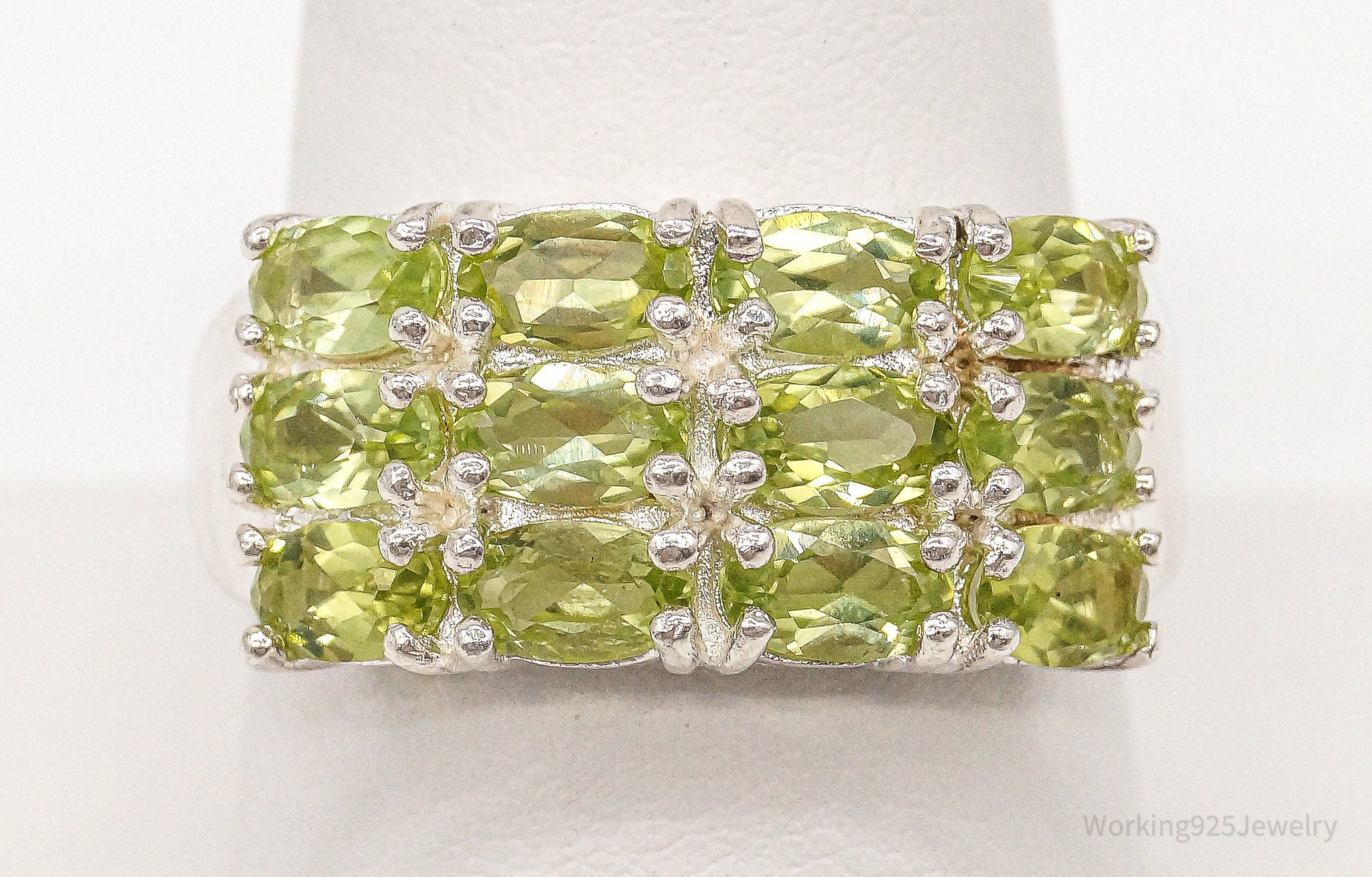 Vintage Peridot Sterling Silver Ring - Size 9