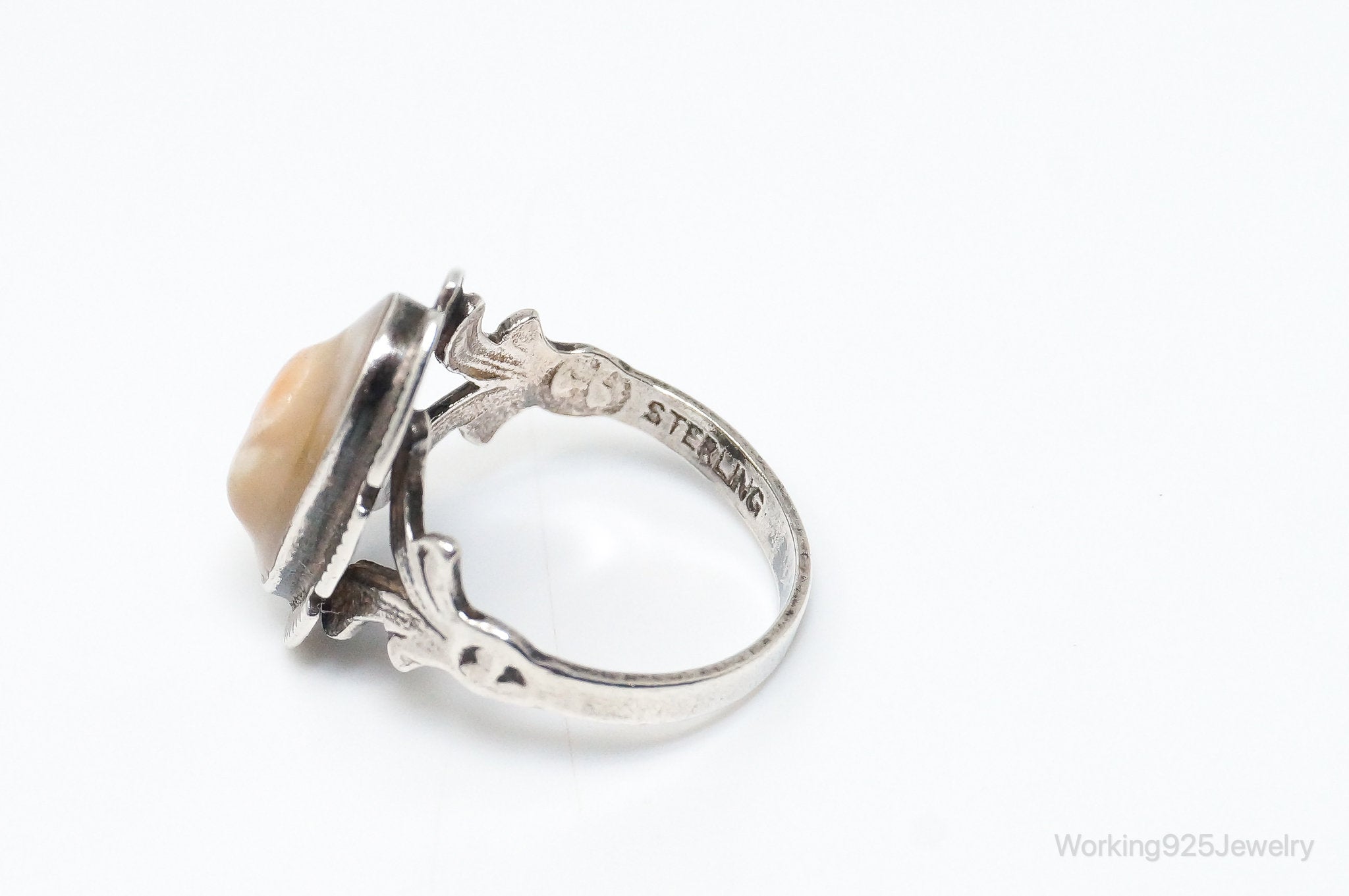 Antique Shell Sterling Silver Ring - SZ 5