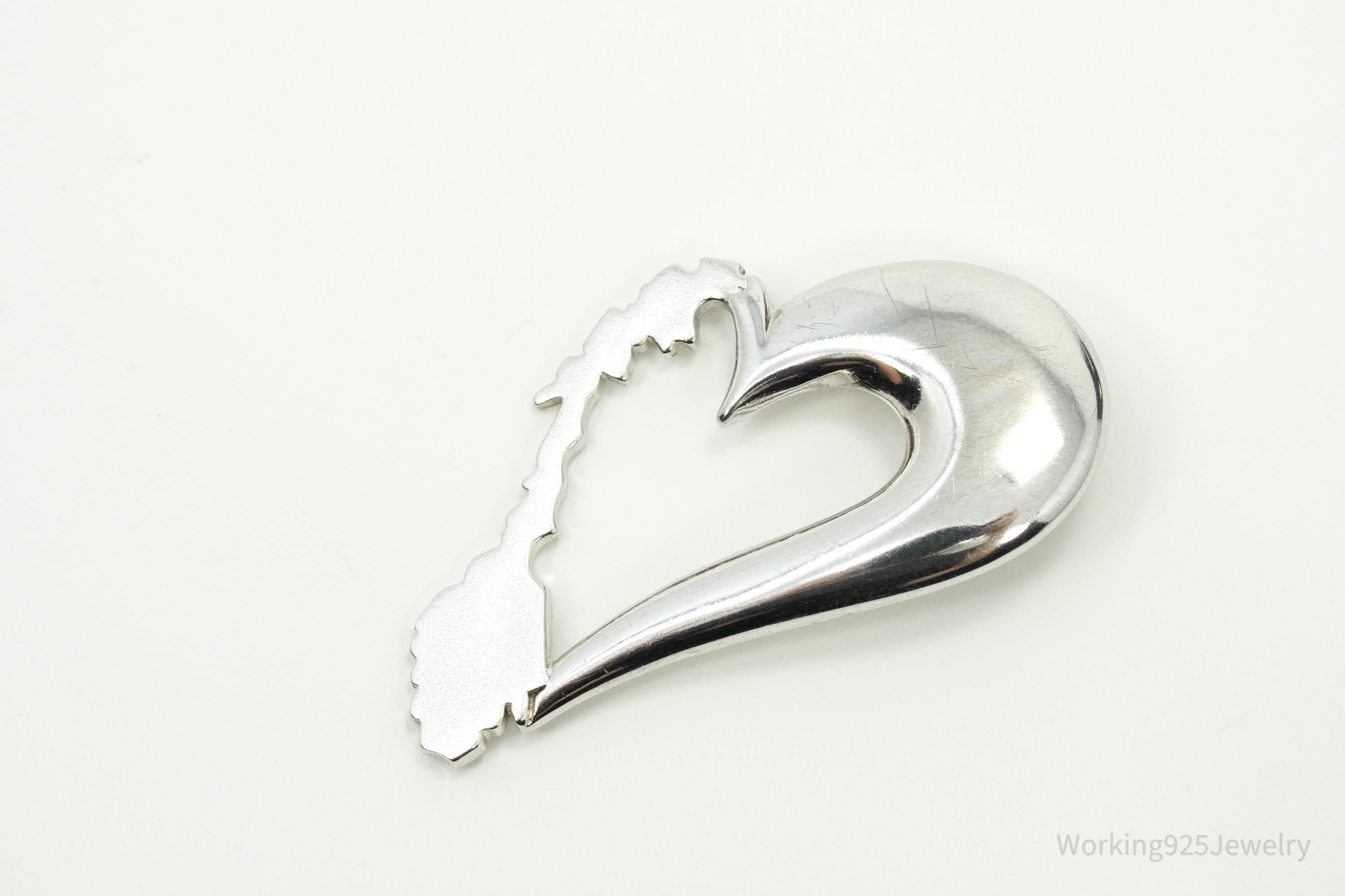 Vintage Heart Sterling Silver Necklace Pendant