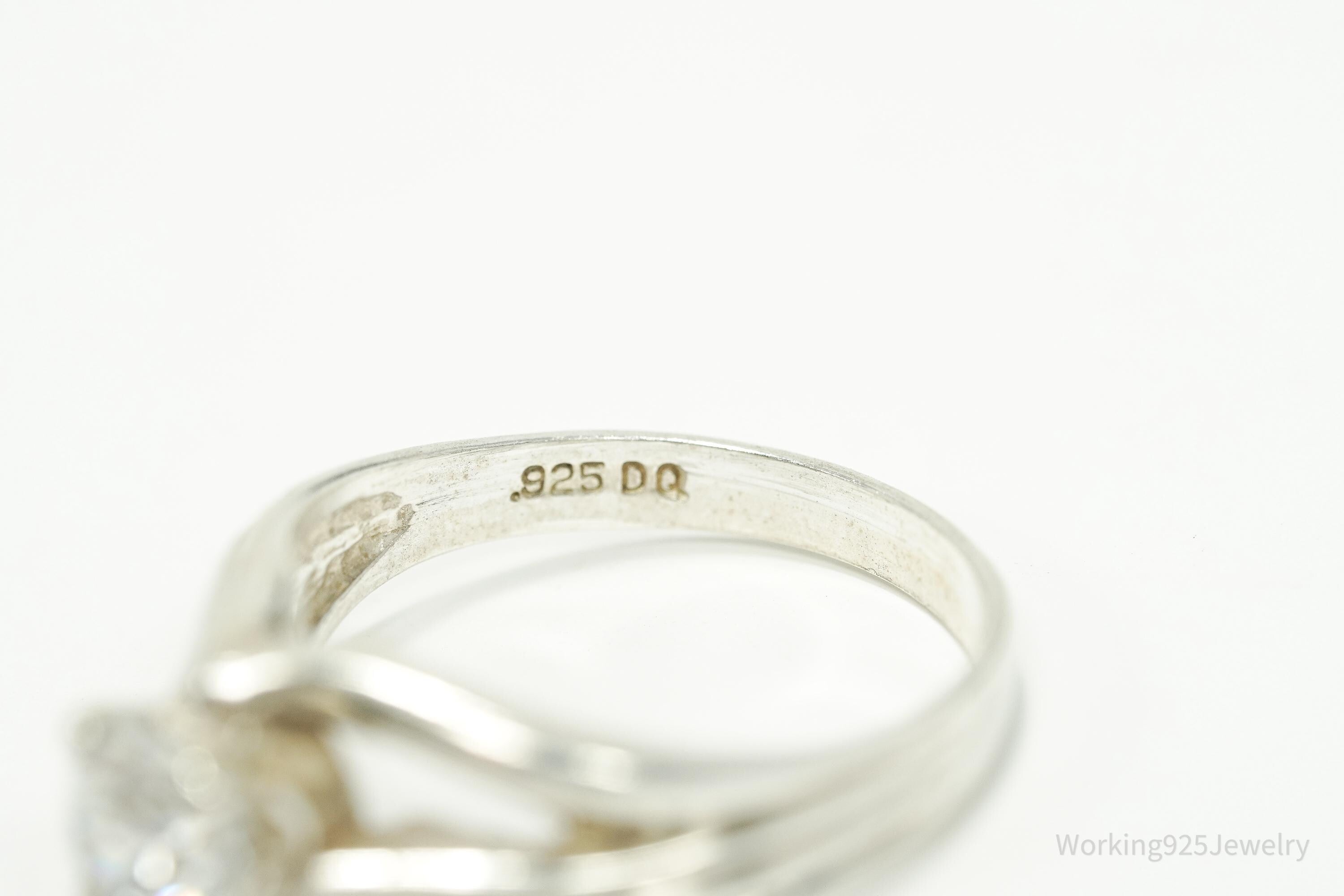 Vintage Cubic Zirconia Sterling Silver Ring - Size 7