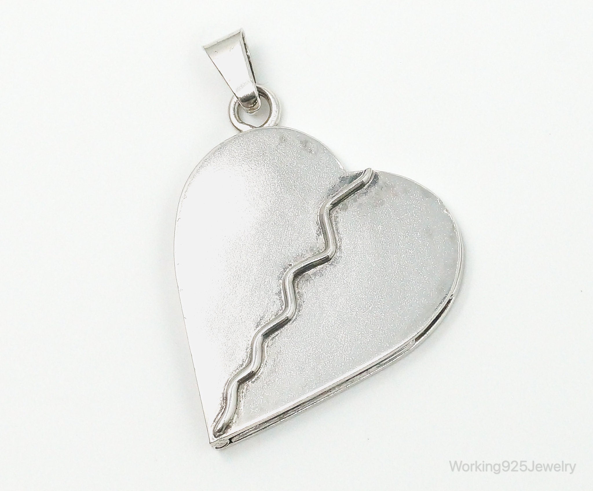 Vintage Mexico Heart Folding Locket Sterling Silver Pendant