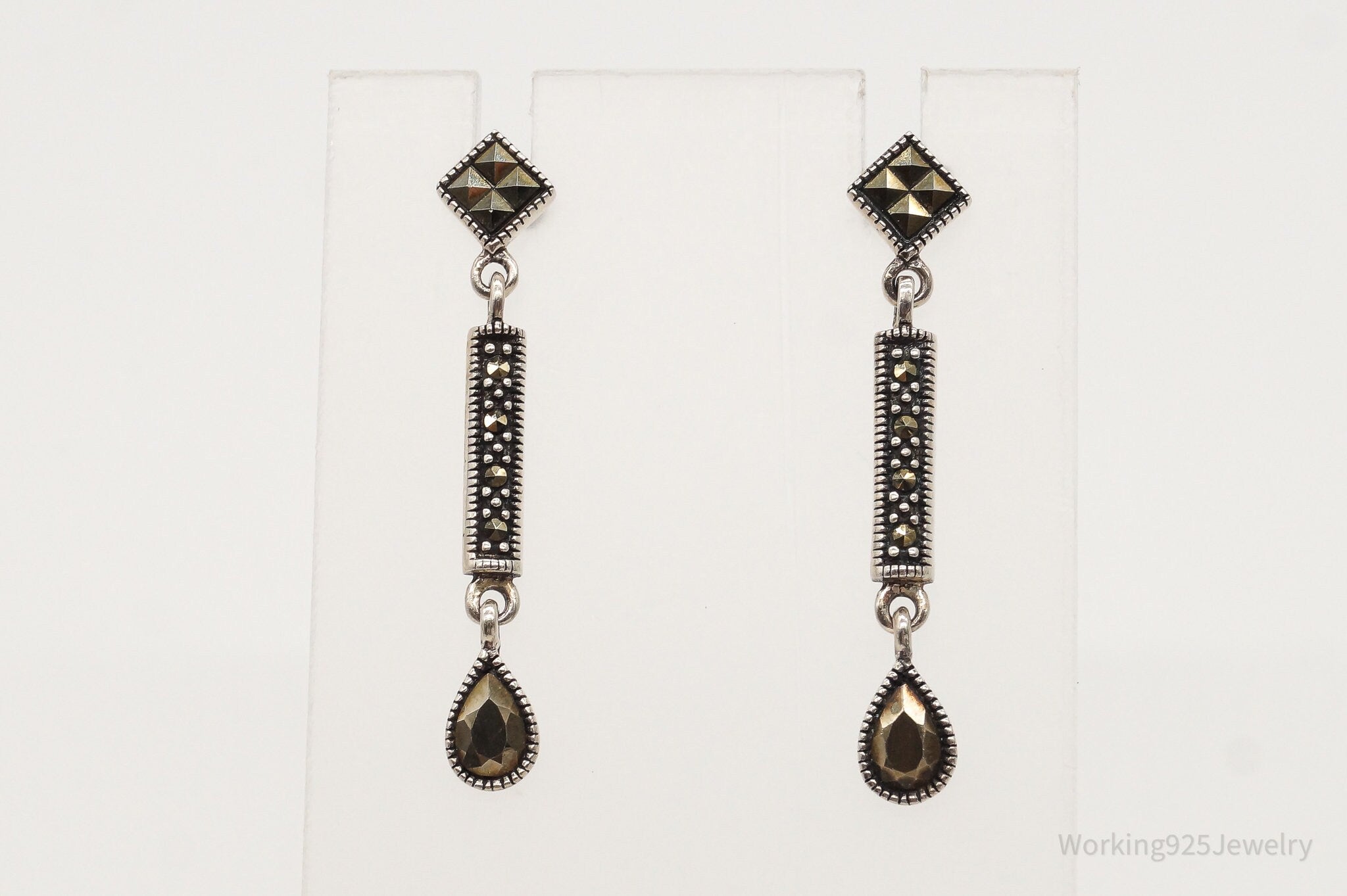 Vintage Art Deco Marcasite Sterling Silver Earrings