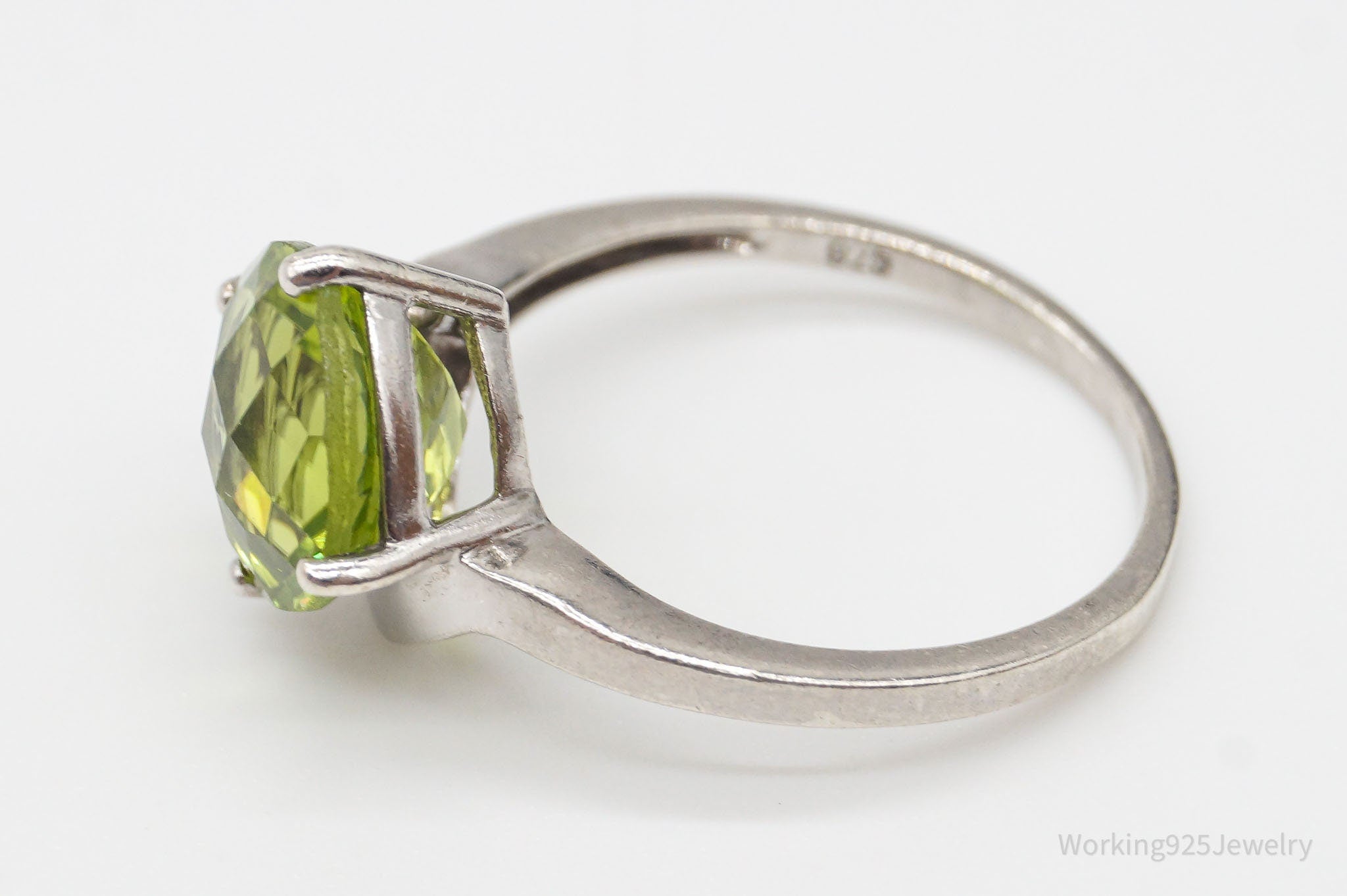 Vintage Peridot Sterling Silver Ring - Size 6.75