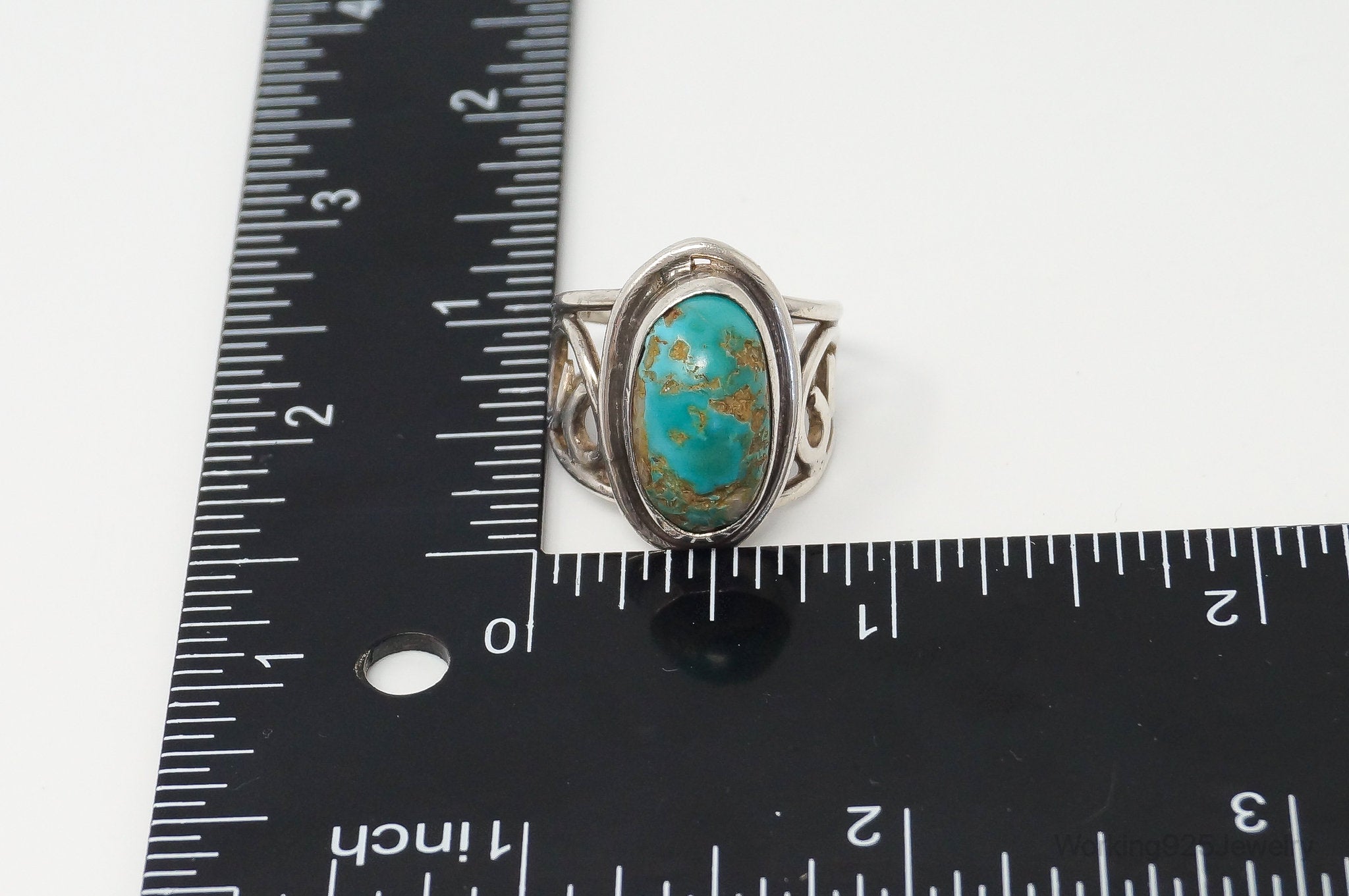 Vintage Native American Turquoise Unsigned Sterling Silver Ring - SZ 7