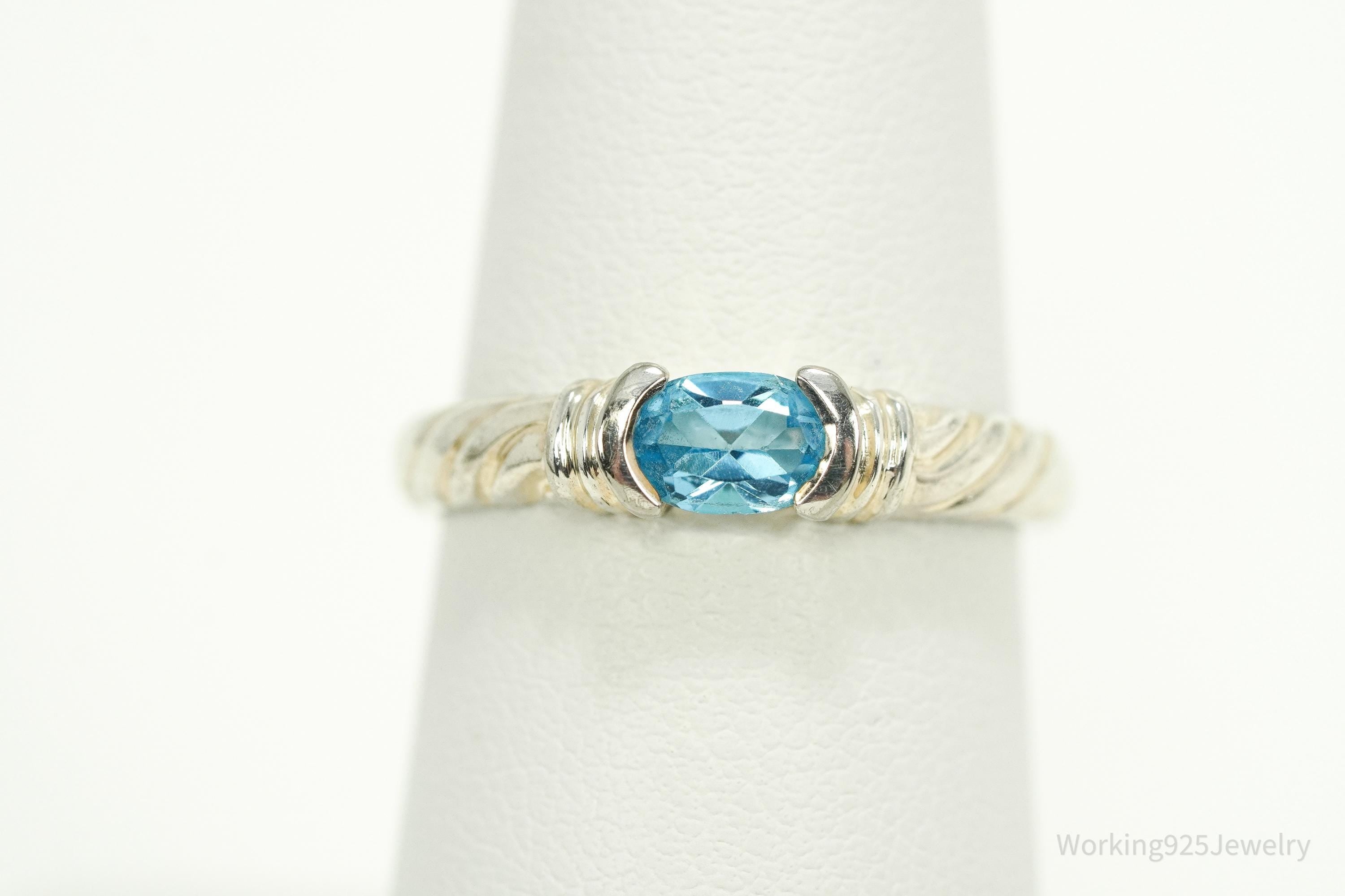 Vintage Blue Topaz Sterling Silver Ring - Size 7.25