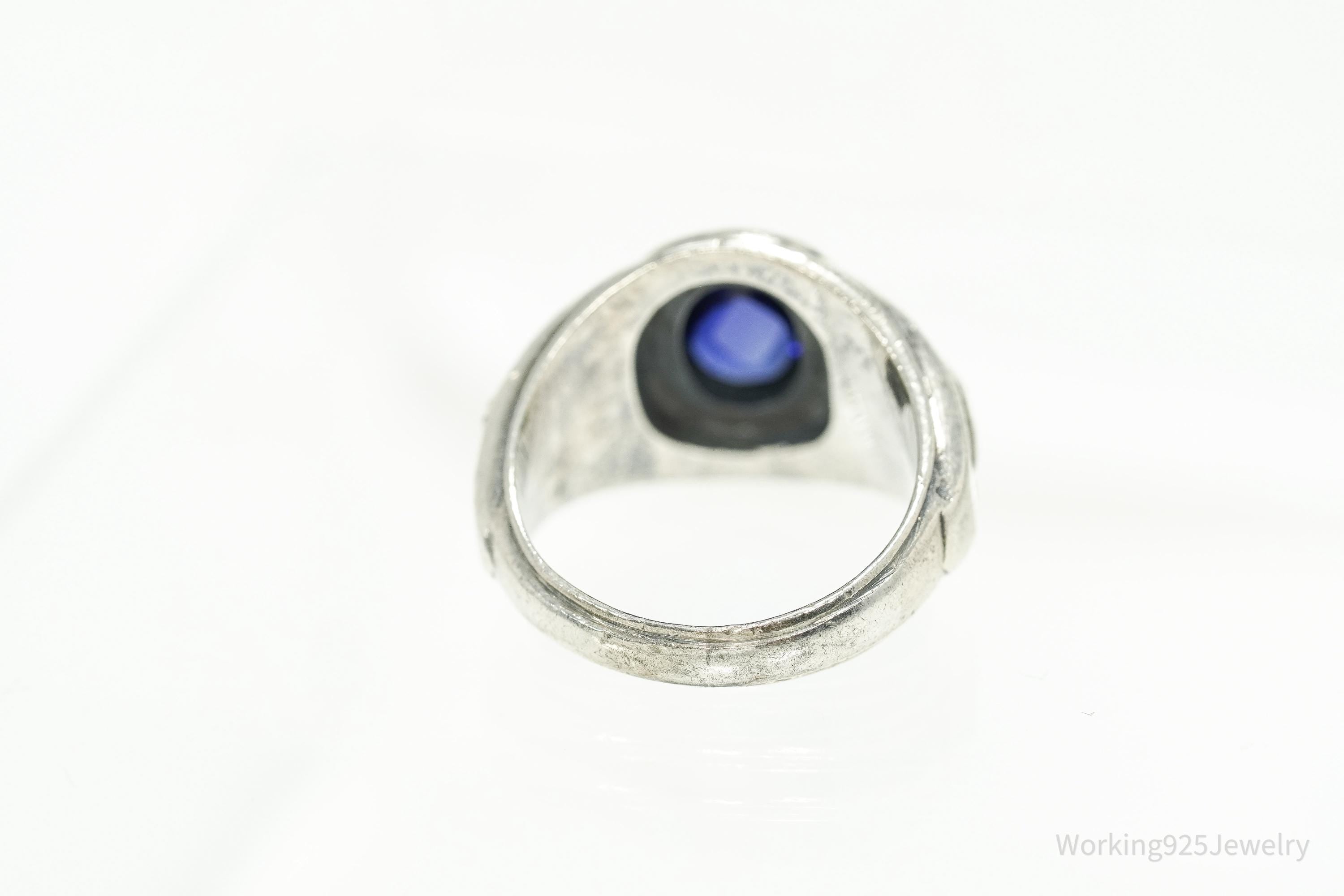 Vintage 1972 Mennonite Educational Institute Blue Sapphire Sterling Silver Ring -Size 5