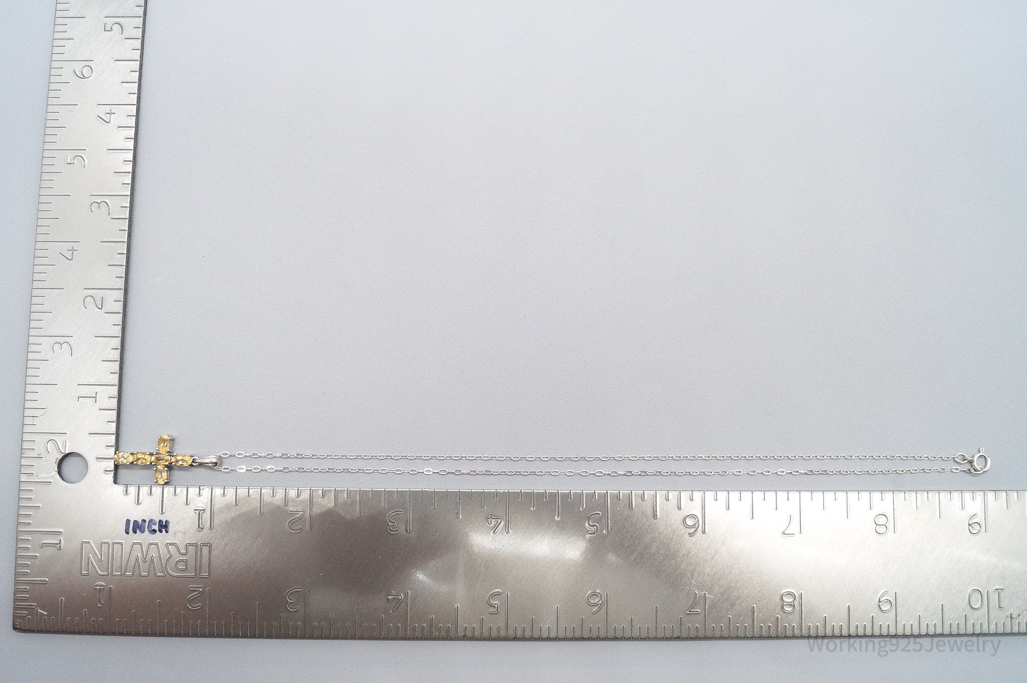 Vintage Citrine Sterling Silver Necklace 16"