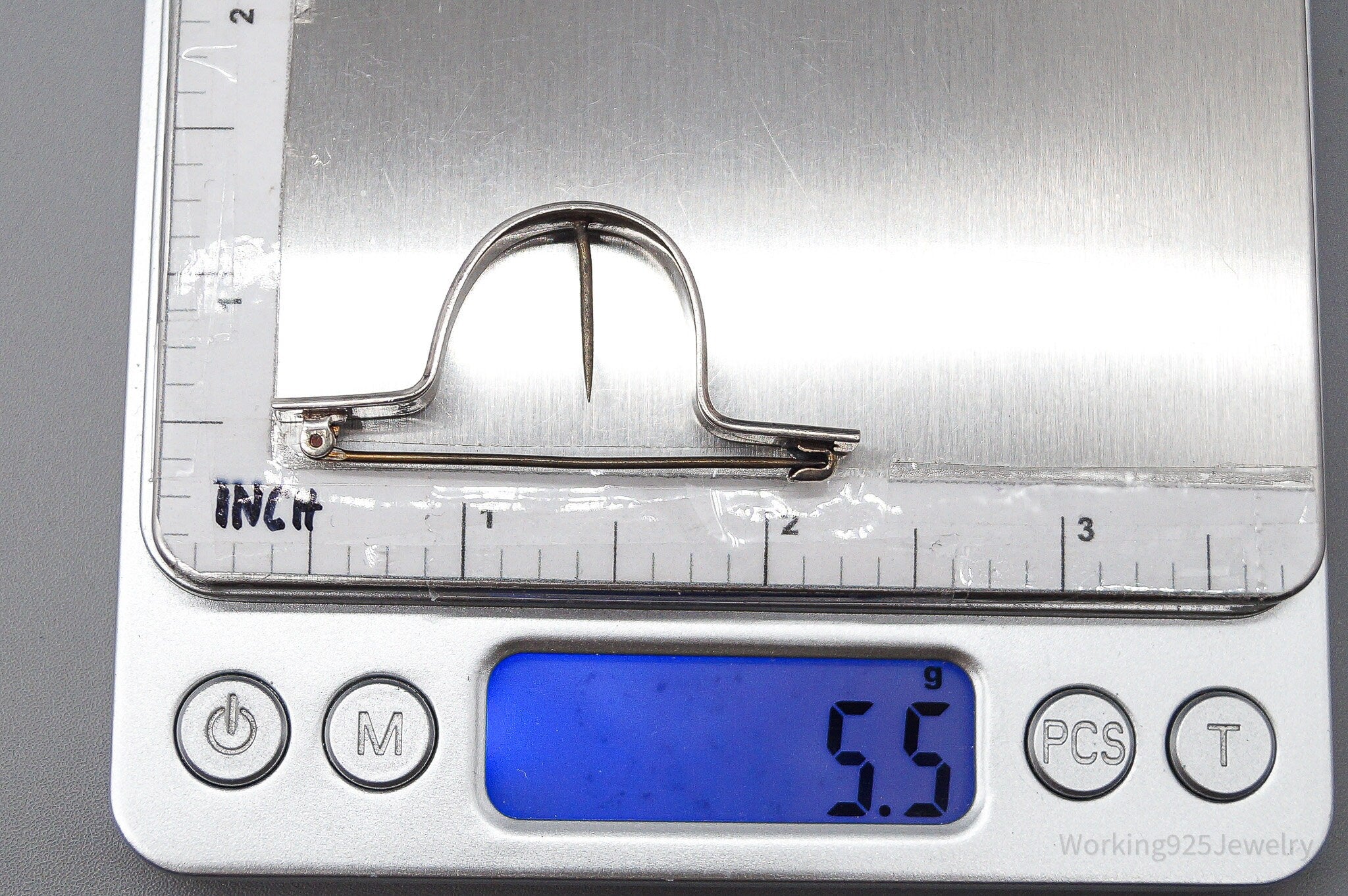 Antique Large Sterling Silver Tussie Mussie Posey Holder Boutonniere Brooch Pin