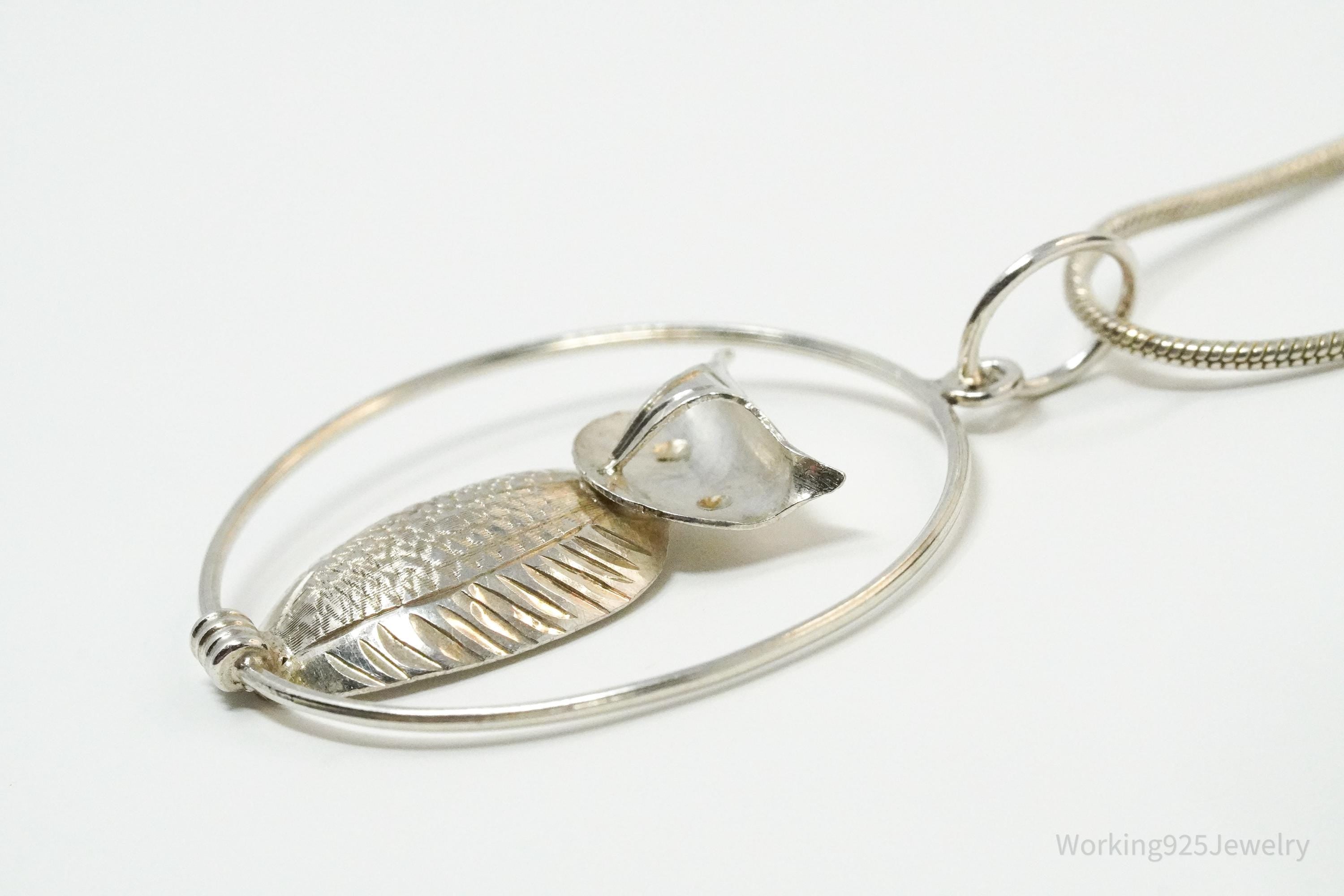 Vintage Owl Sterling Silver Necklace 20"