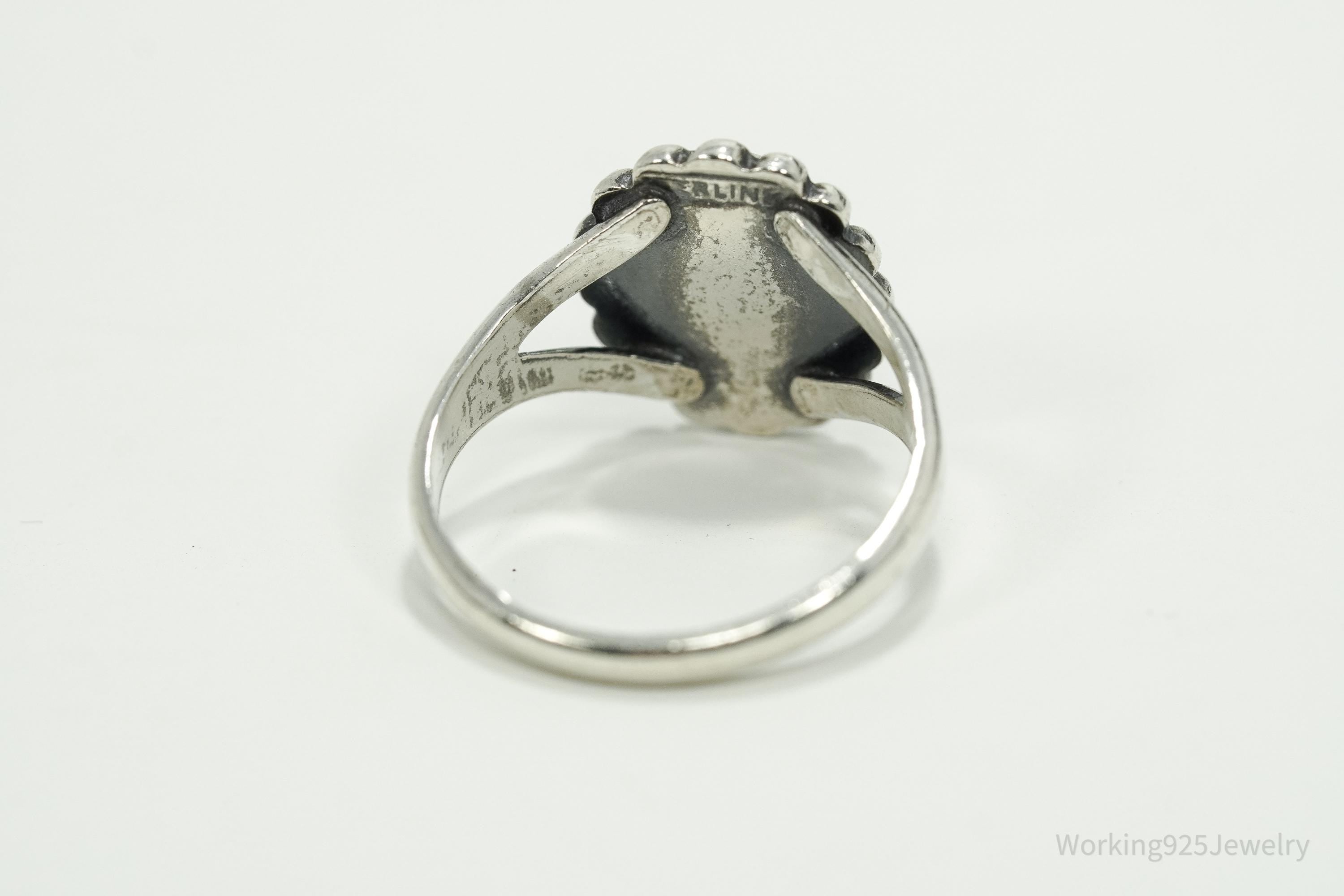 Vintage Native American Turquoise Sterling Silver Ring - Size 8.75