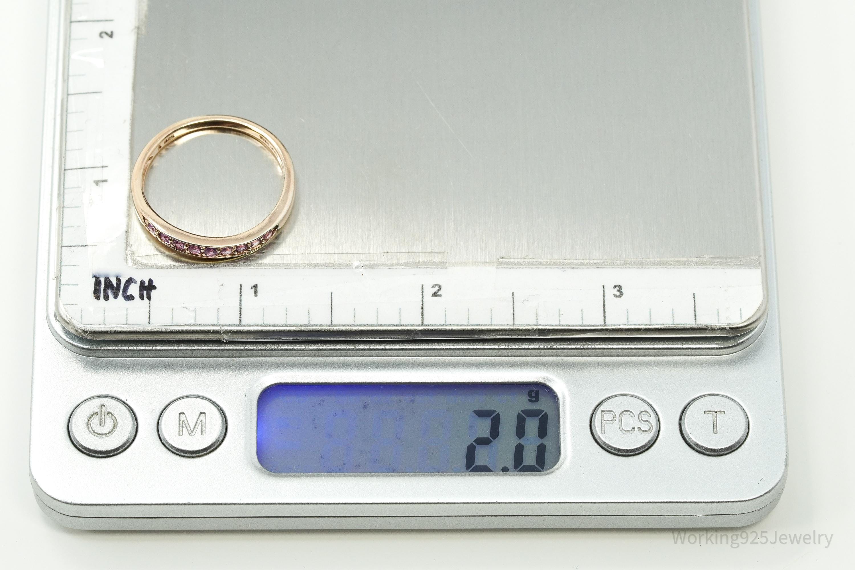 Vintage Ruby Rose Gold Vermeil Sterling Silver Ring - Size 10