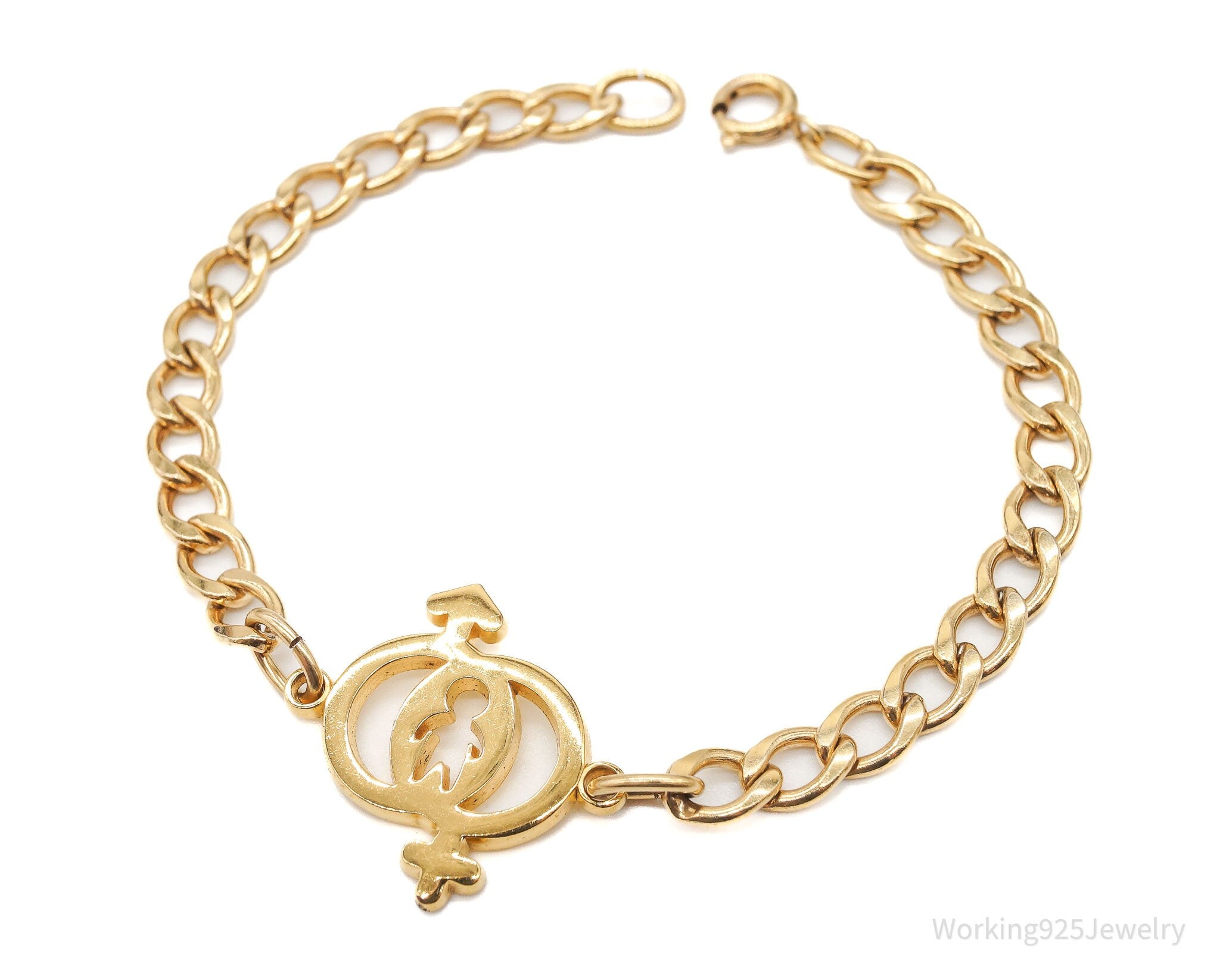 Vintage 1/20 12K Gold Filled Hetero Symbol Curb Link Bracelet