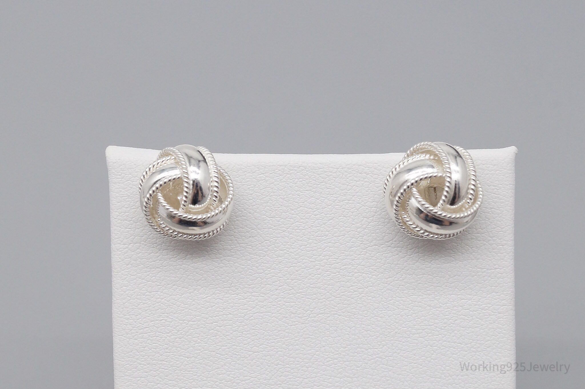 Vintage Sleek Knot Sterling Silver Earrings