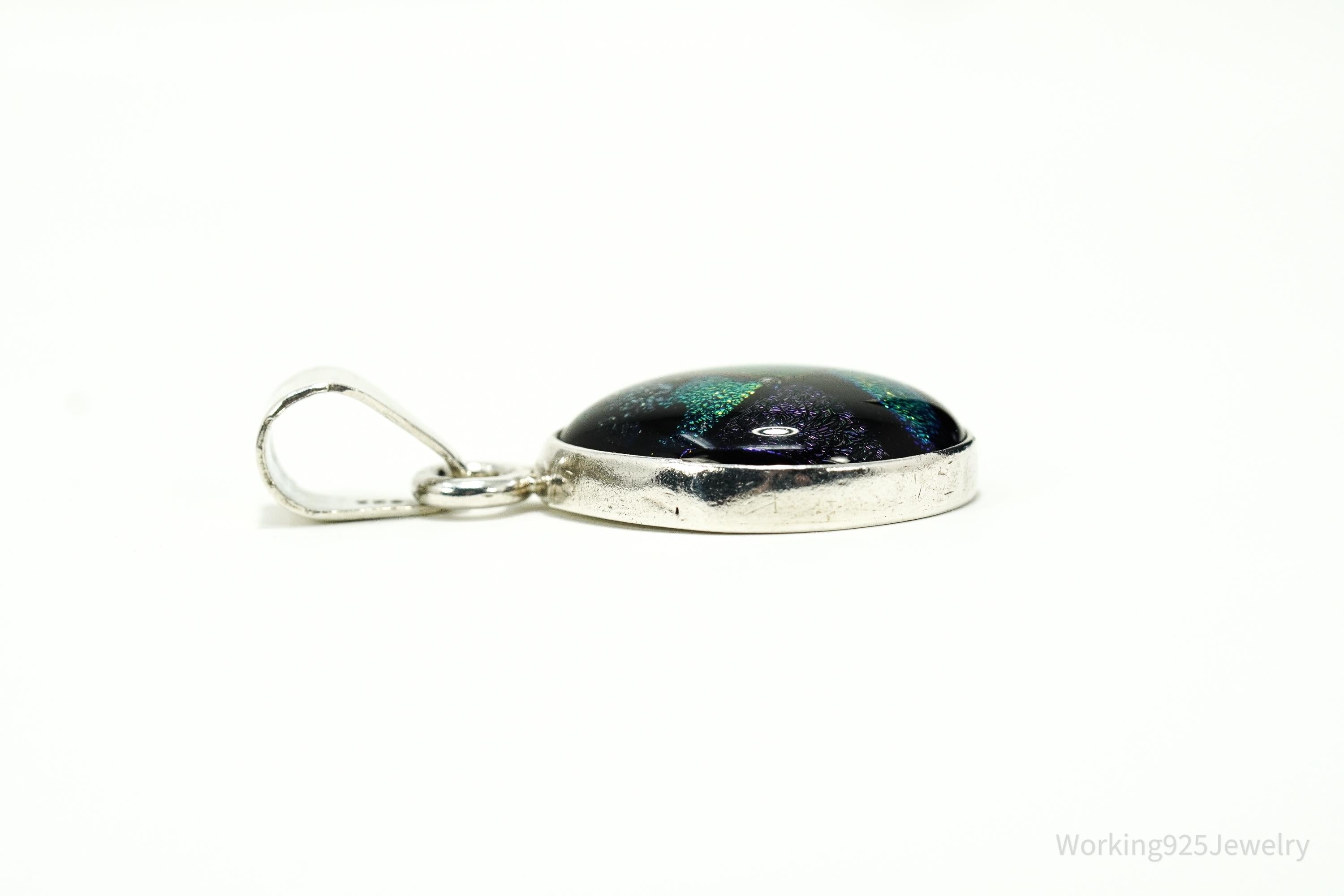 Vintage Dichroic Glass Sterling Silver Pendant