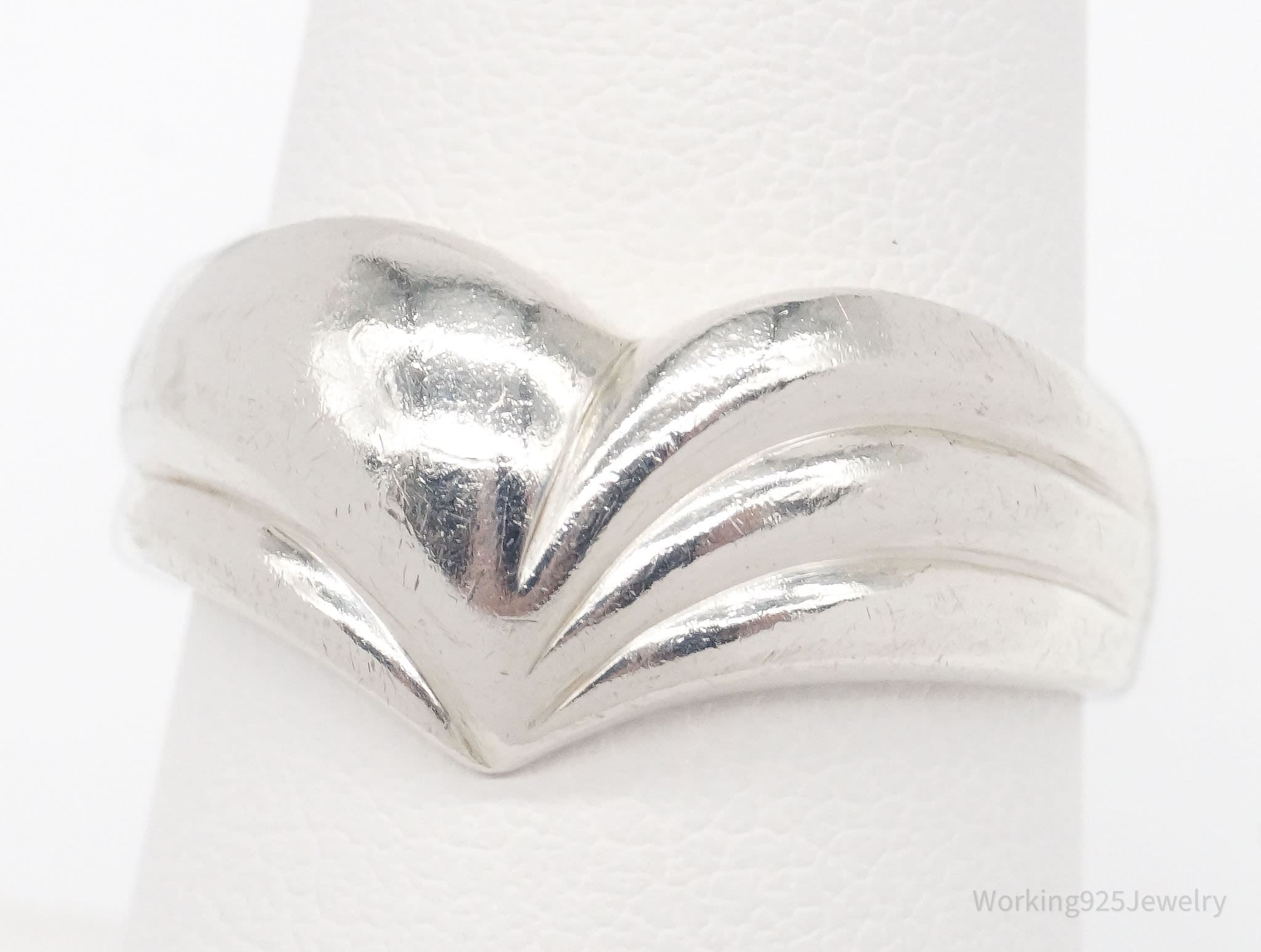 Vintage Modernist Style Sterling Silver Ring - Size 7.75