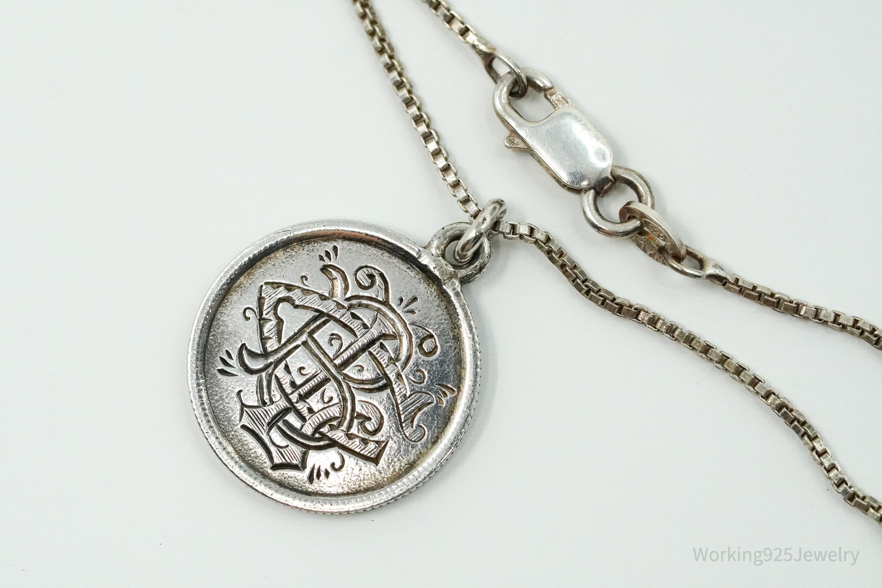 Antique Vintage 1880 Seated Liberty Dime Coin Sterling Silver Chain Necklace - 16"